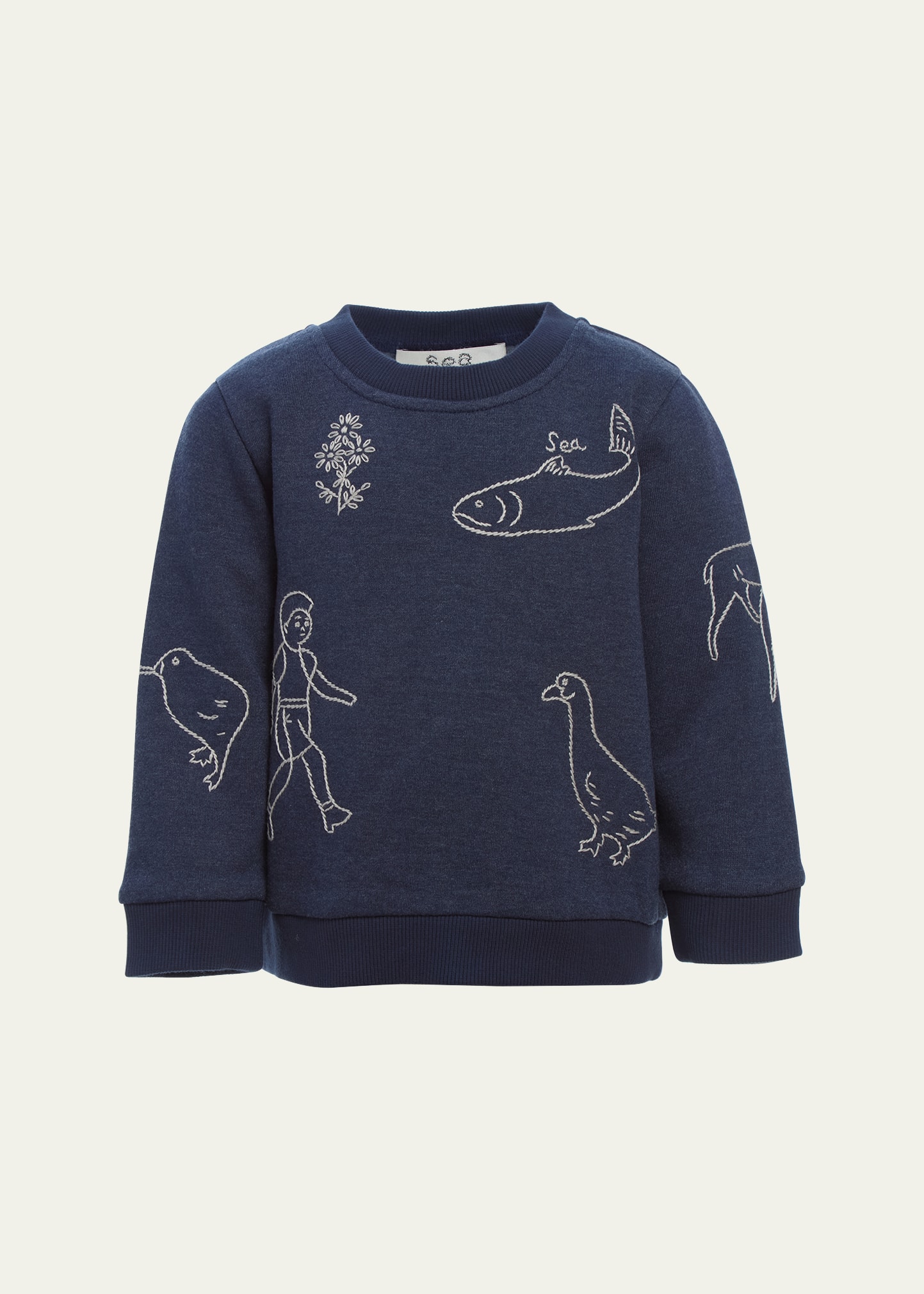 Sea Kids' Girl's Embroidered Sweatshirt In Blue