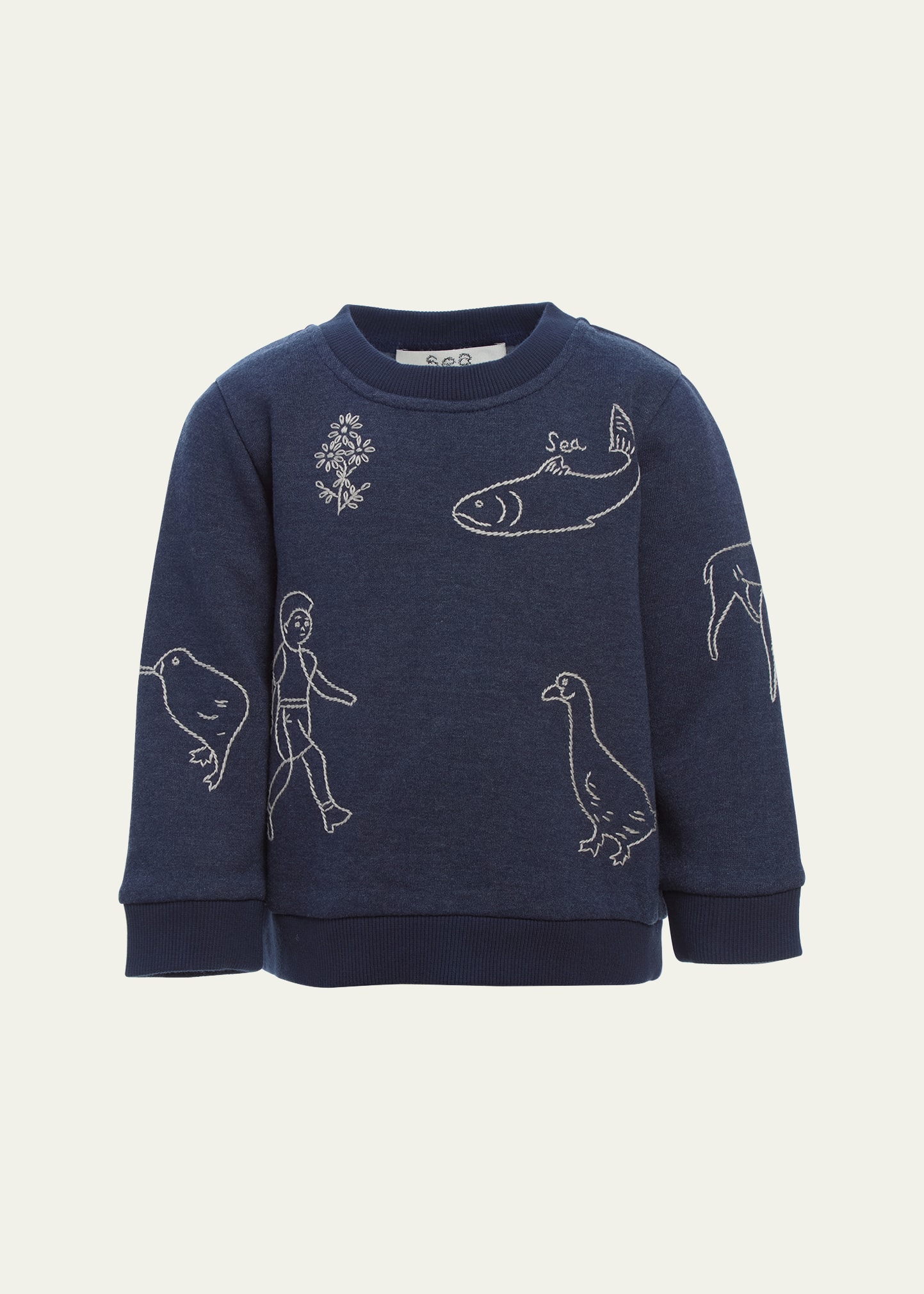 Shop Sea Girl's Embroidered Sweatshirt In Navy