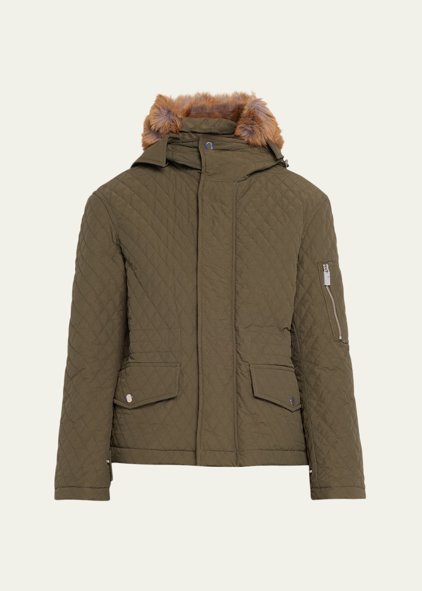 Burberry Short Quilted Jacket With Faux Fur Hood In Lock