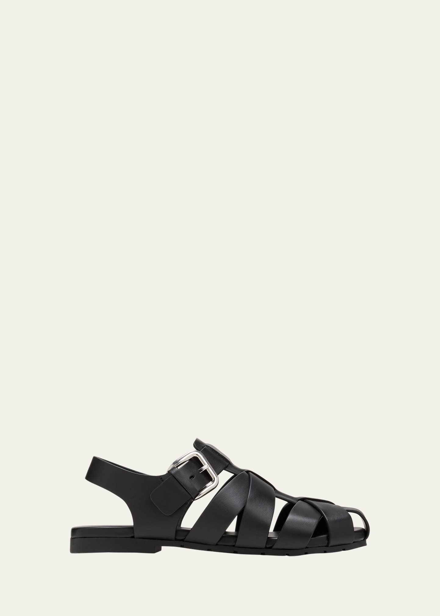 Shop Bottega Veneta Men's Alfie Calf Leather Fisherman Sandals In Black