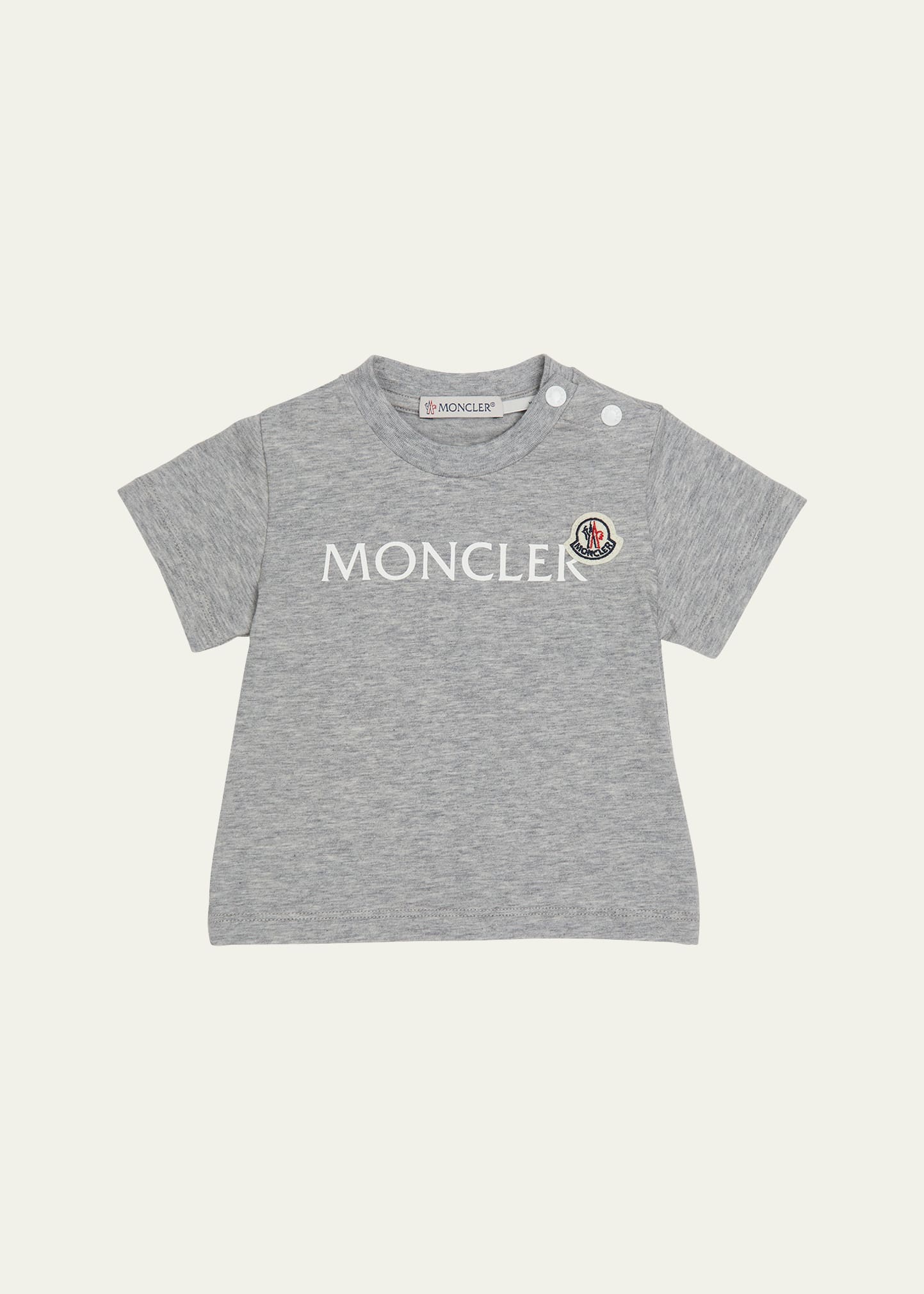 Moncler Boy's Classic Logo-print T-shirt In Grey