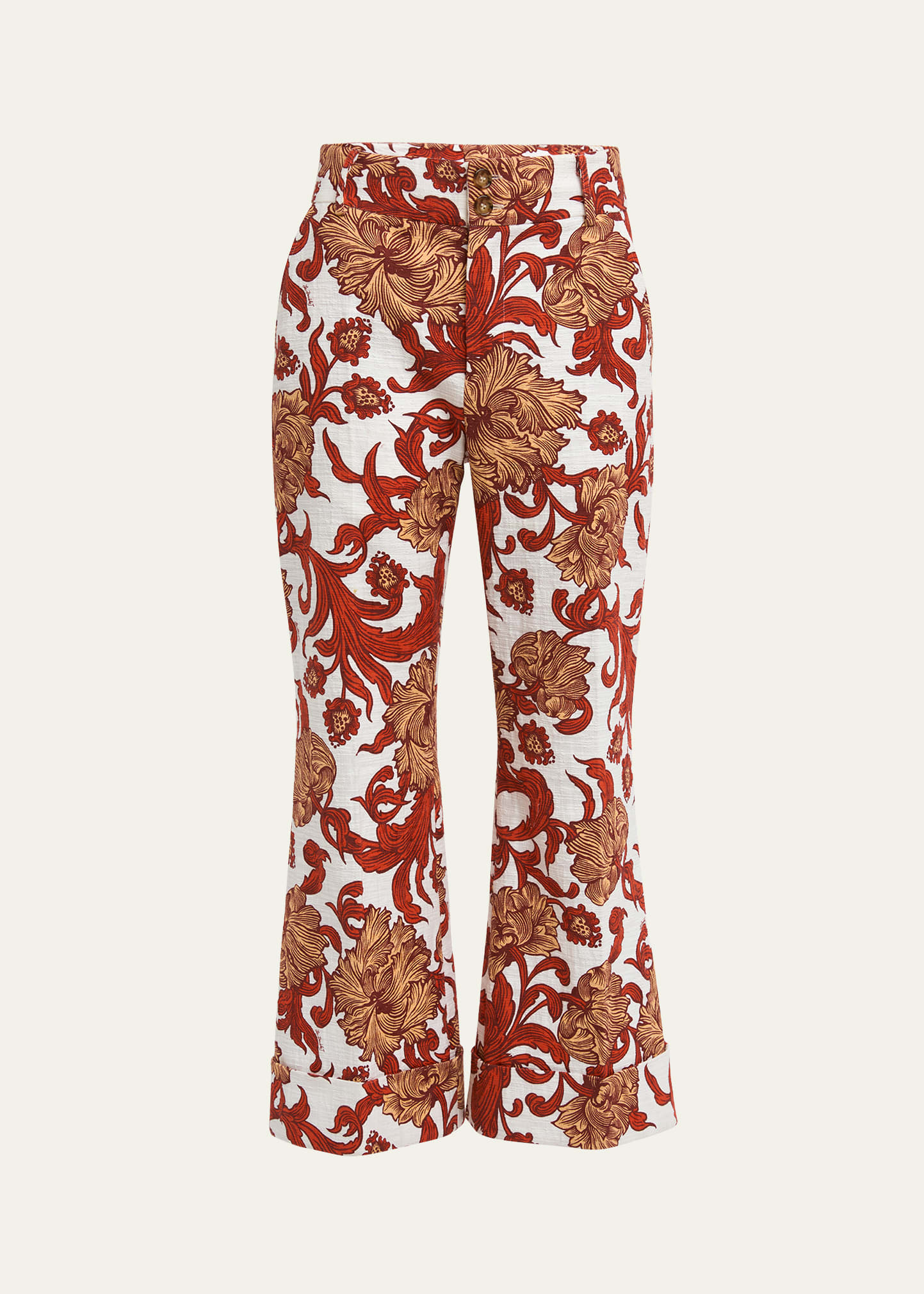 La Doublej Hendrix Printed Straight-leg Pants In Natural White