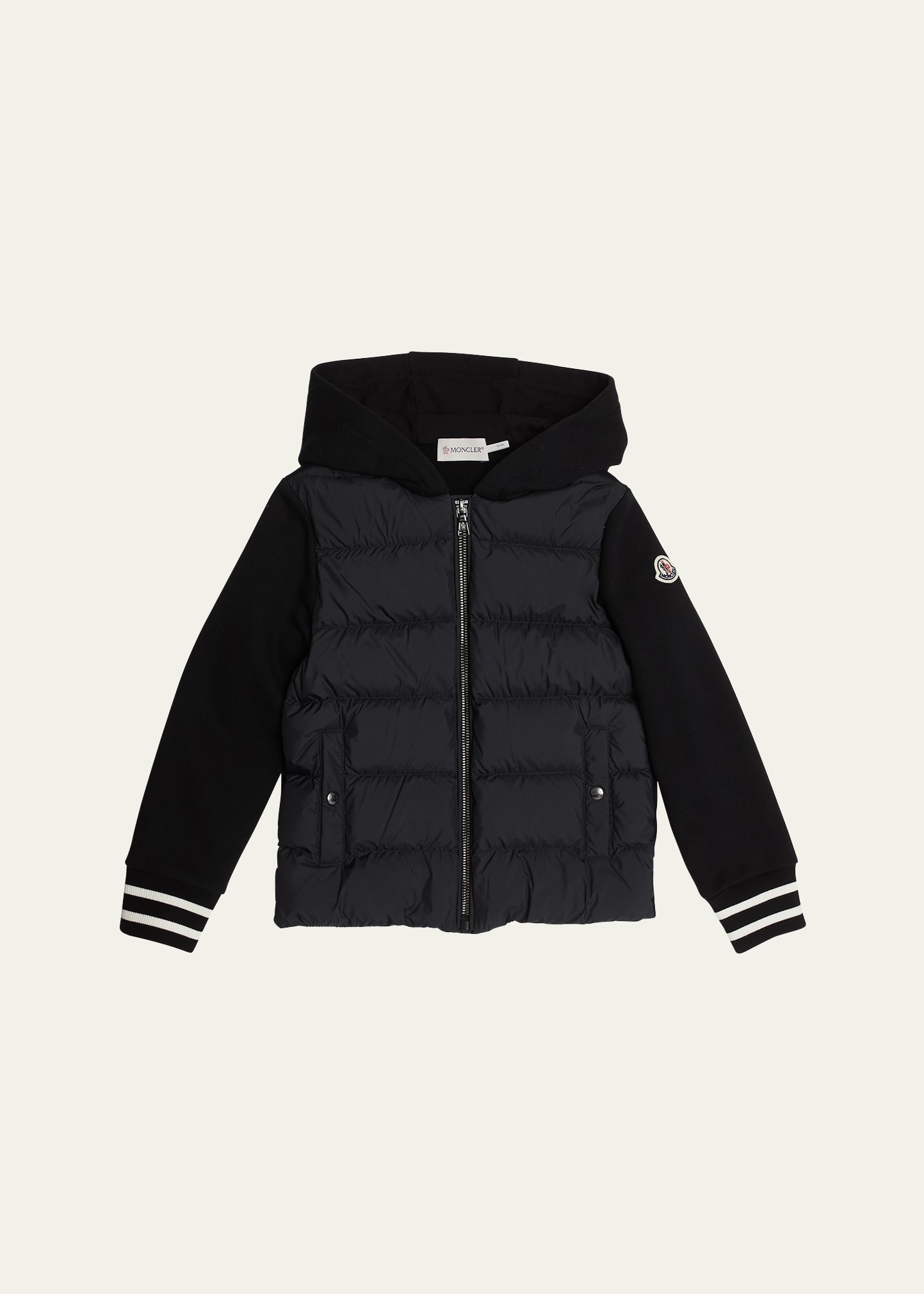 Moncler Jacket In Fleece With Padded Panel In Black