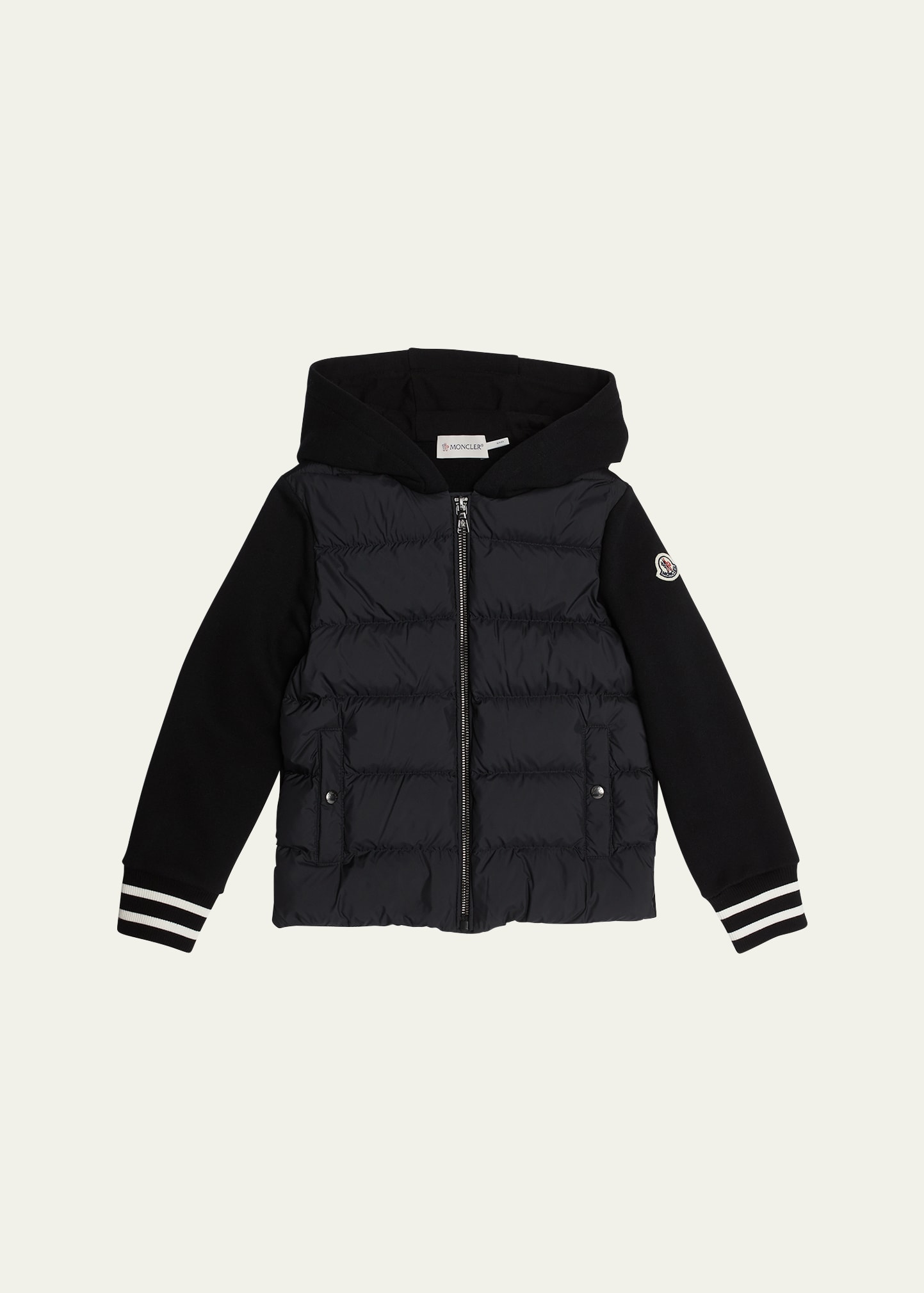 Moncler Jacket In Fleece With Padded Panel In Black