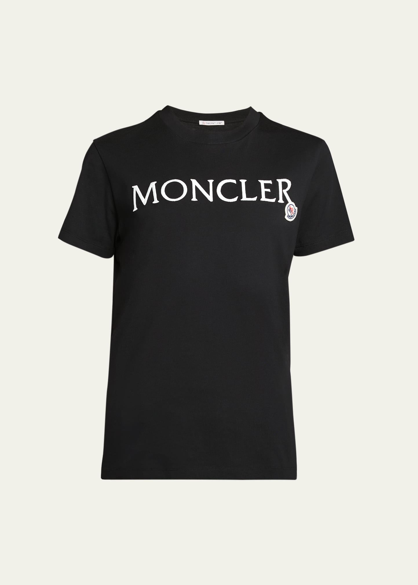 Moncler Logo Embroidered Crewneck T-shirt In Black