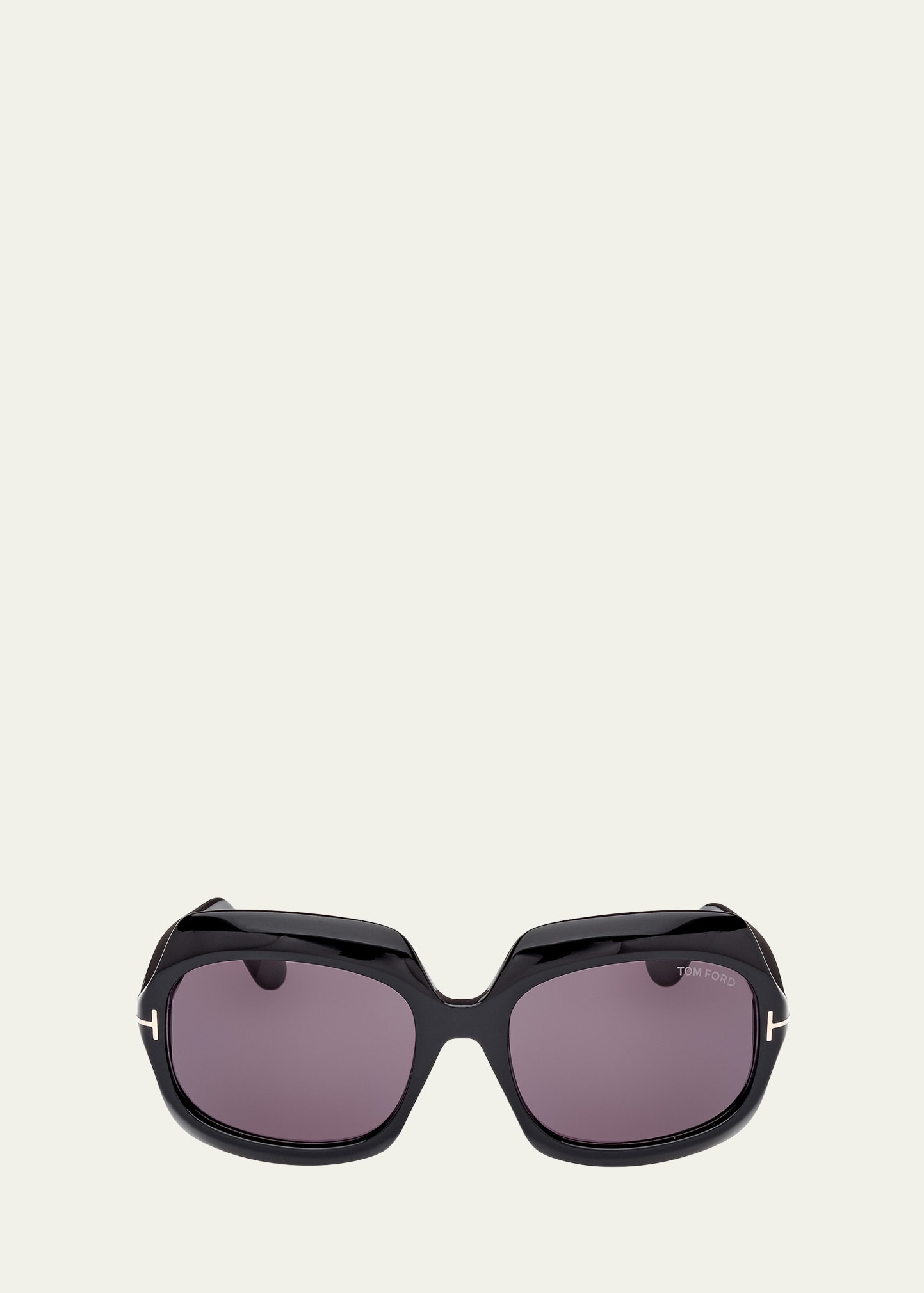 Tom Ford Ren Acetate Round Sunglasses In Sblk/smk