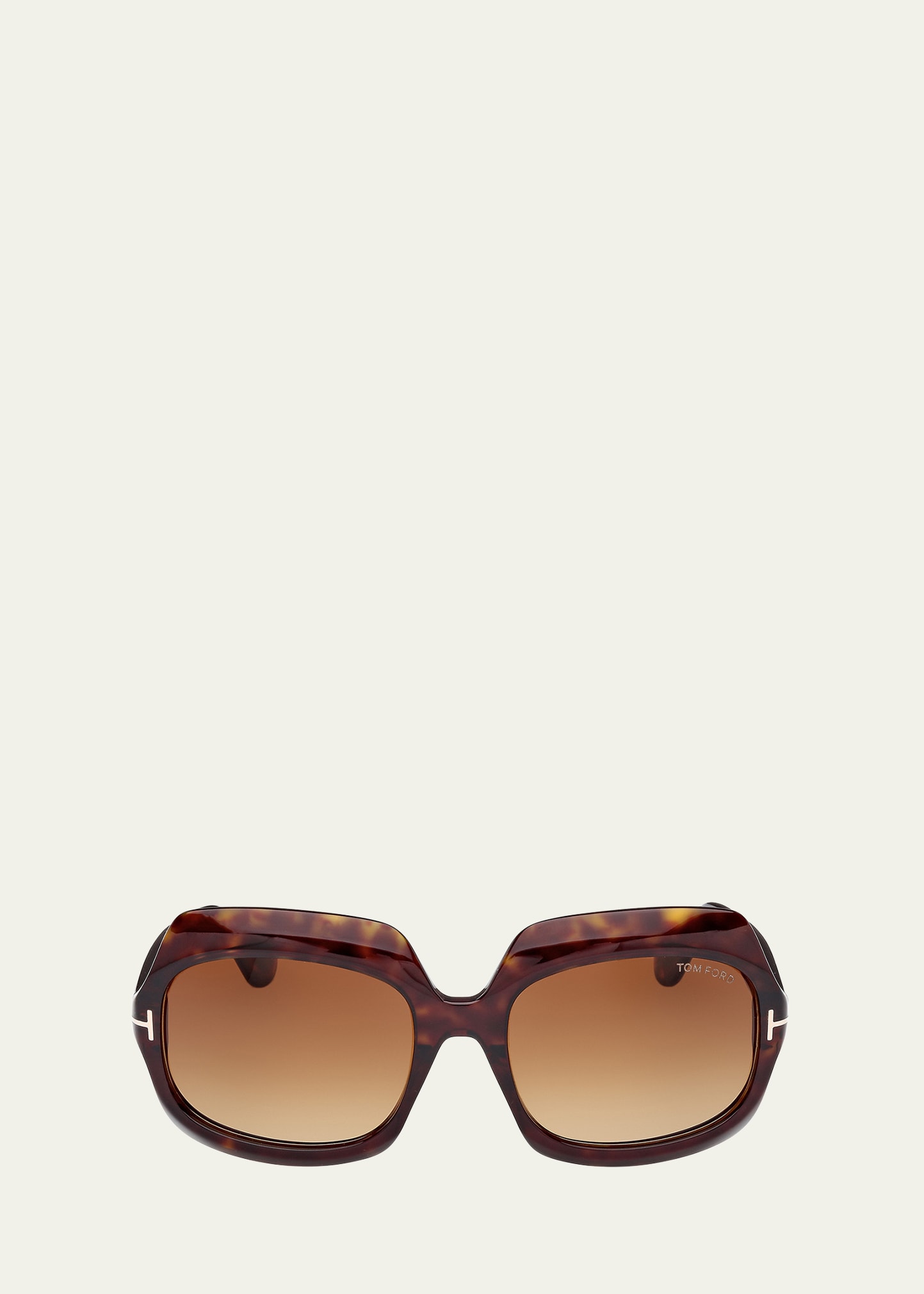 Shop Tom Ford Ren Gradient Acetate Round Sunglasses In Dhav/brng