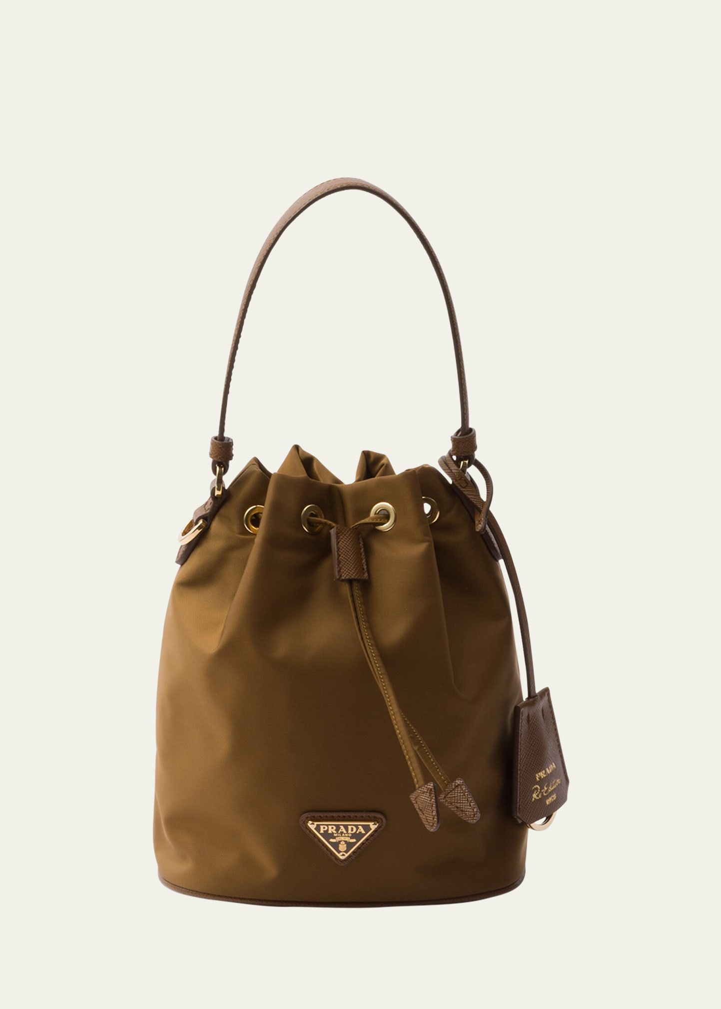 Shop Prada Re-edition 1978 Nylon Bucket Bag In F0594 Sughero
