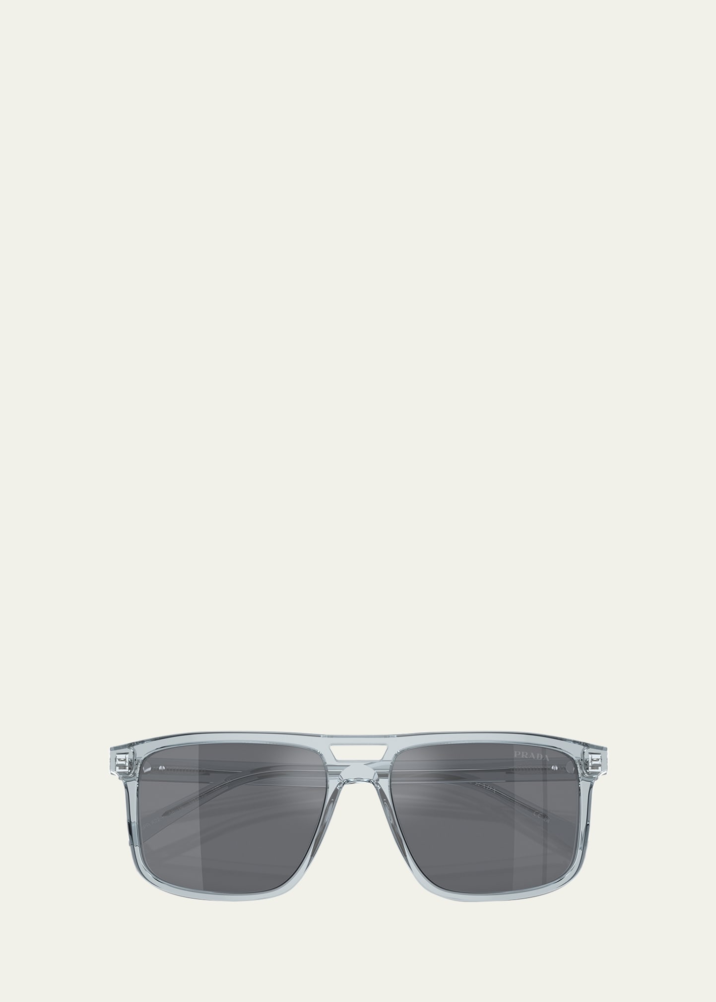 Shop Prada Men's Acetate Rectangle Sunglasses In Grey