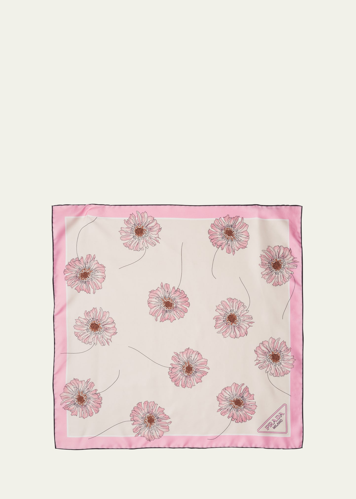 Shop Prada Medium Floral Silk Scarf In F0y9s Pesco Rosa