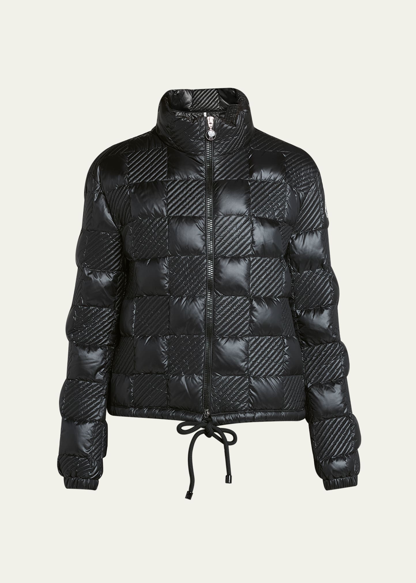 Moncler Ancy Lightweight Quilted Checkerboard Jacket In Metallic