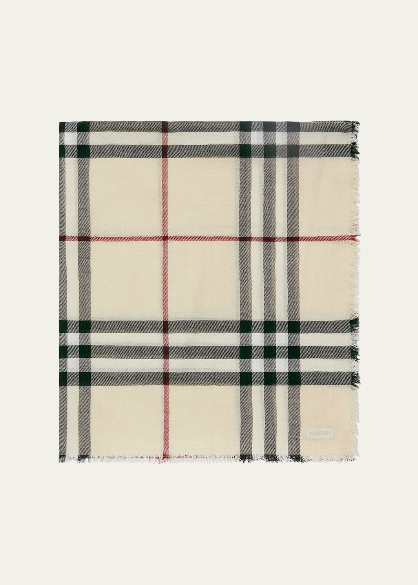 Shop Burberry Giant Check Wool Scarf In Stone