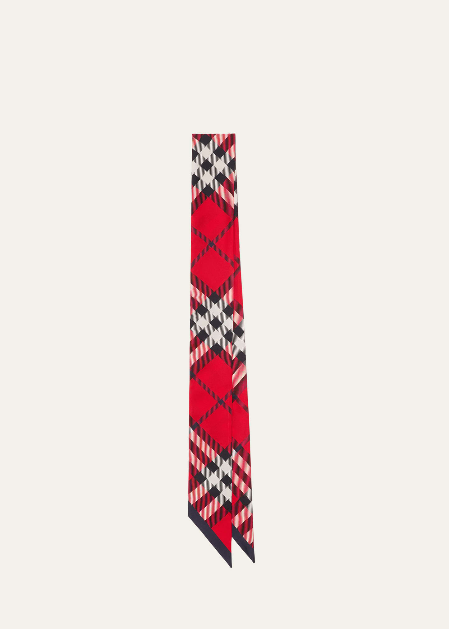 Shop Burberry Reversible Check Silk Twill Skinny Scarf In Scarlet