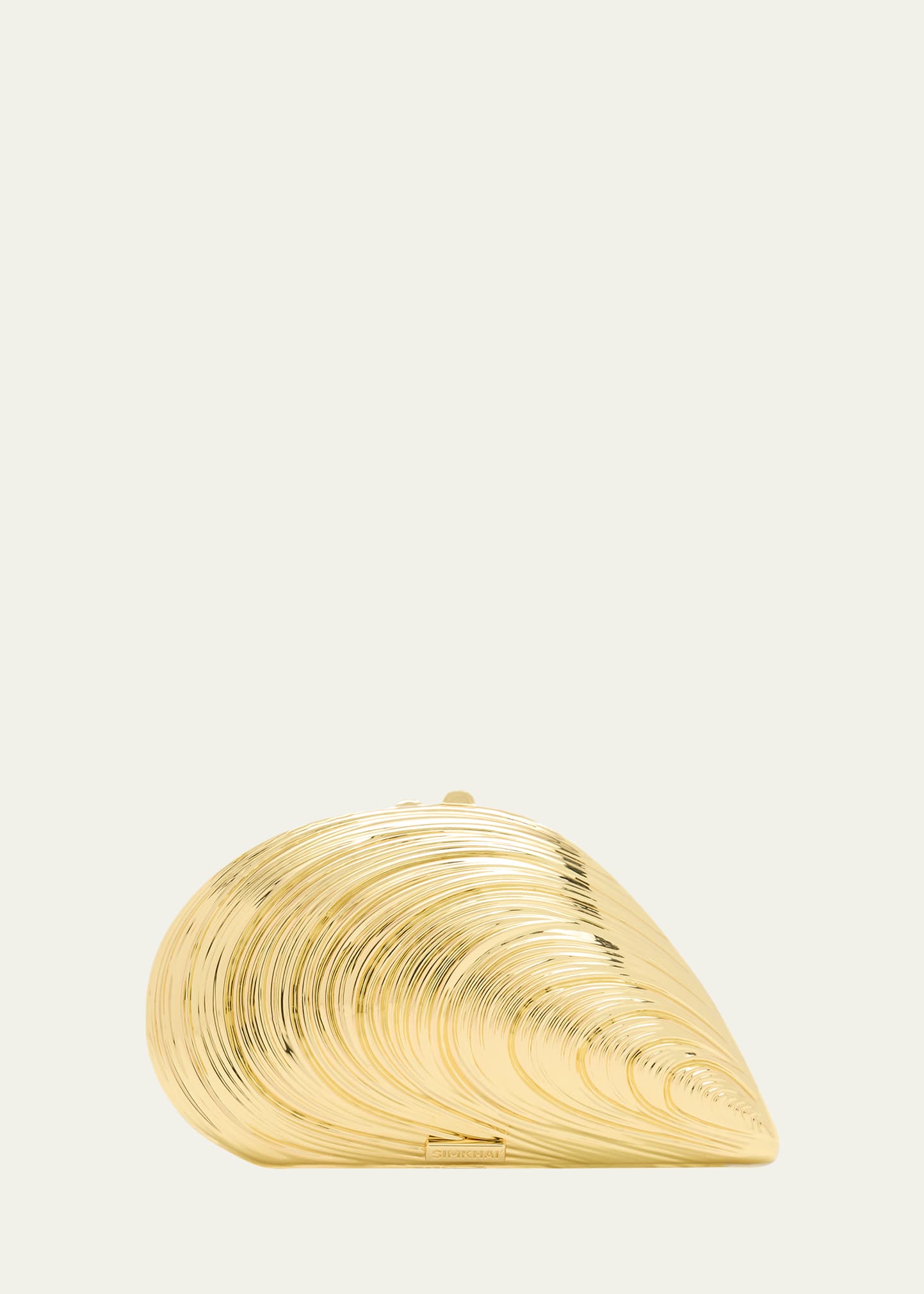 Simkhai Bridget Mini Metal Oyster Shell Clutch Bag In Gold