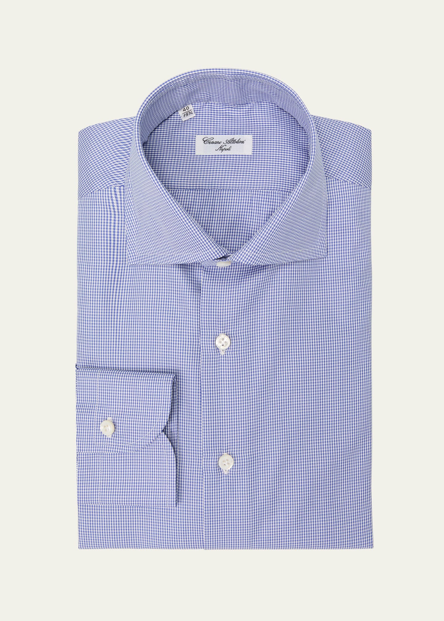 Men's Cotton Micro-Houndstooth Dress Shirt