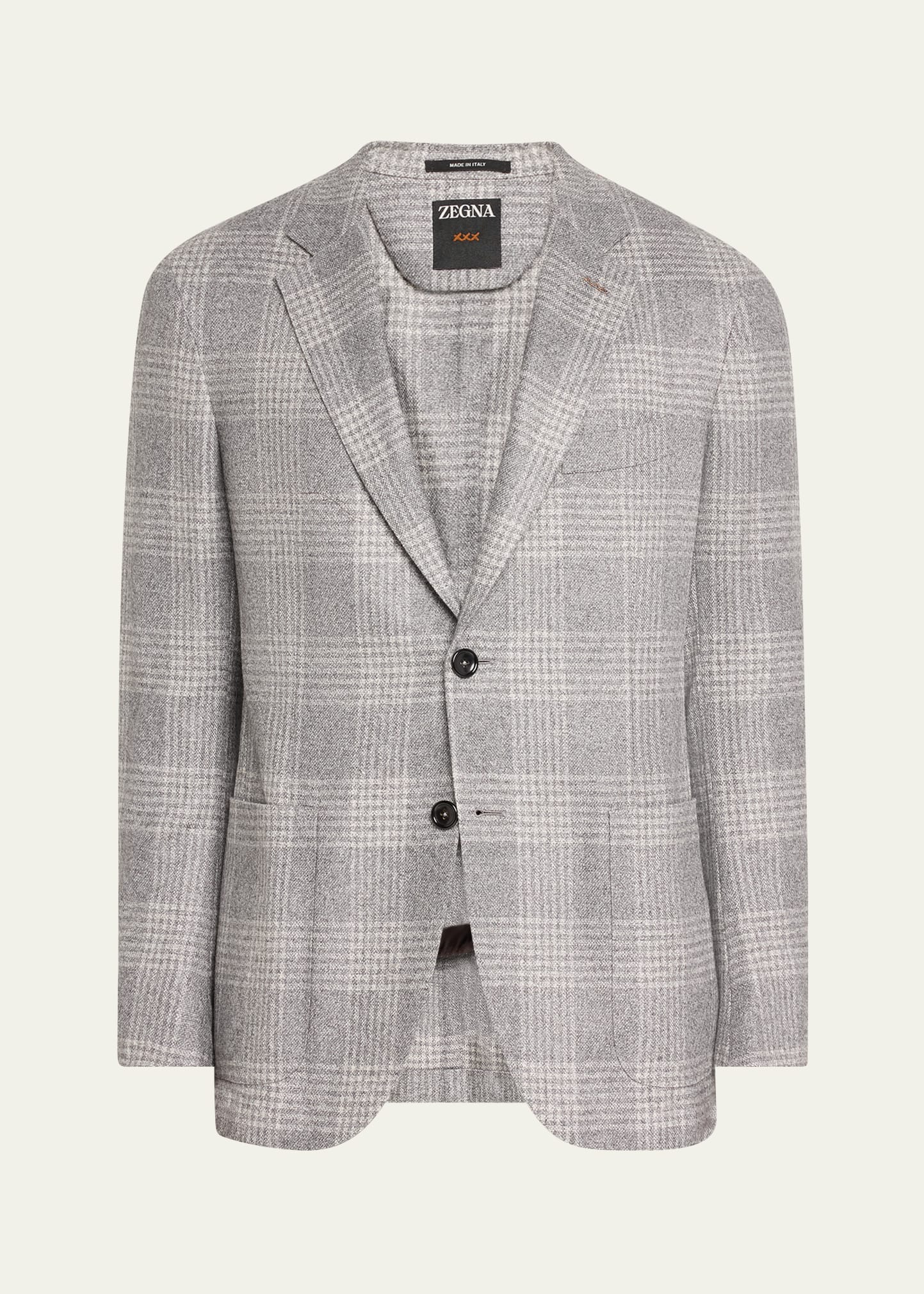 Zegna Grey And White Silk And Cashmere Jacket In Silv Ck