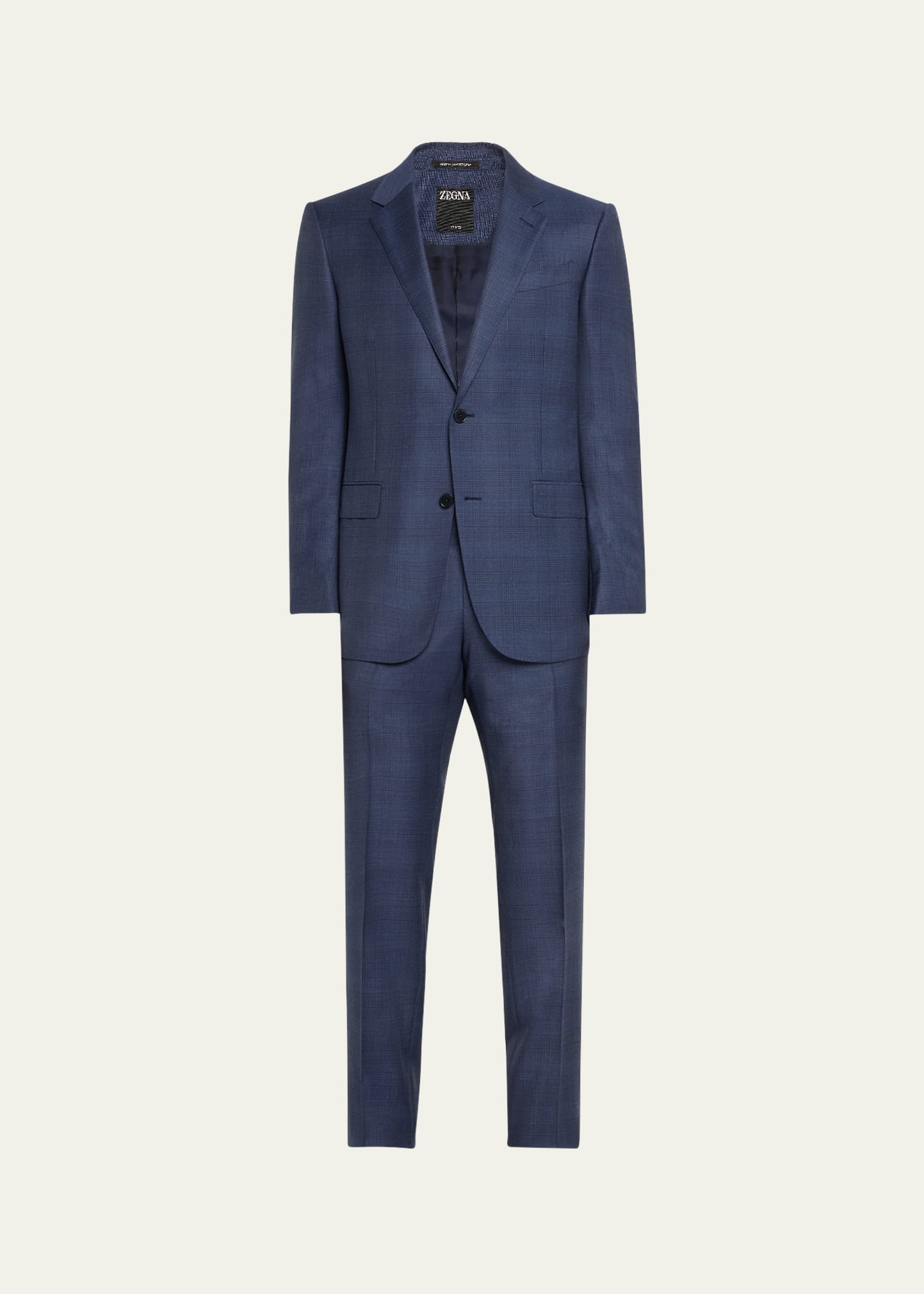 Zegna Men's Silk-wool Plaid Sport Coat In Blue Navy Check