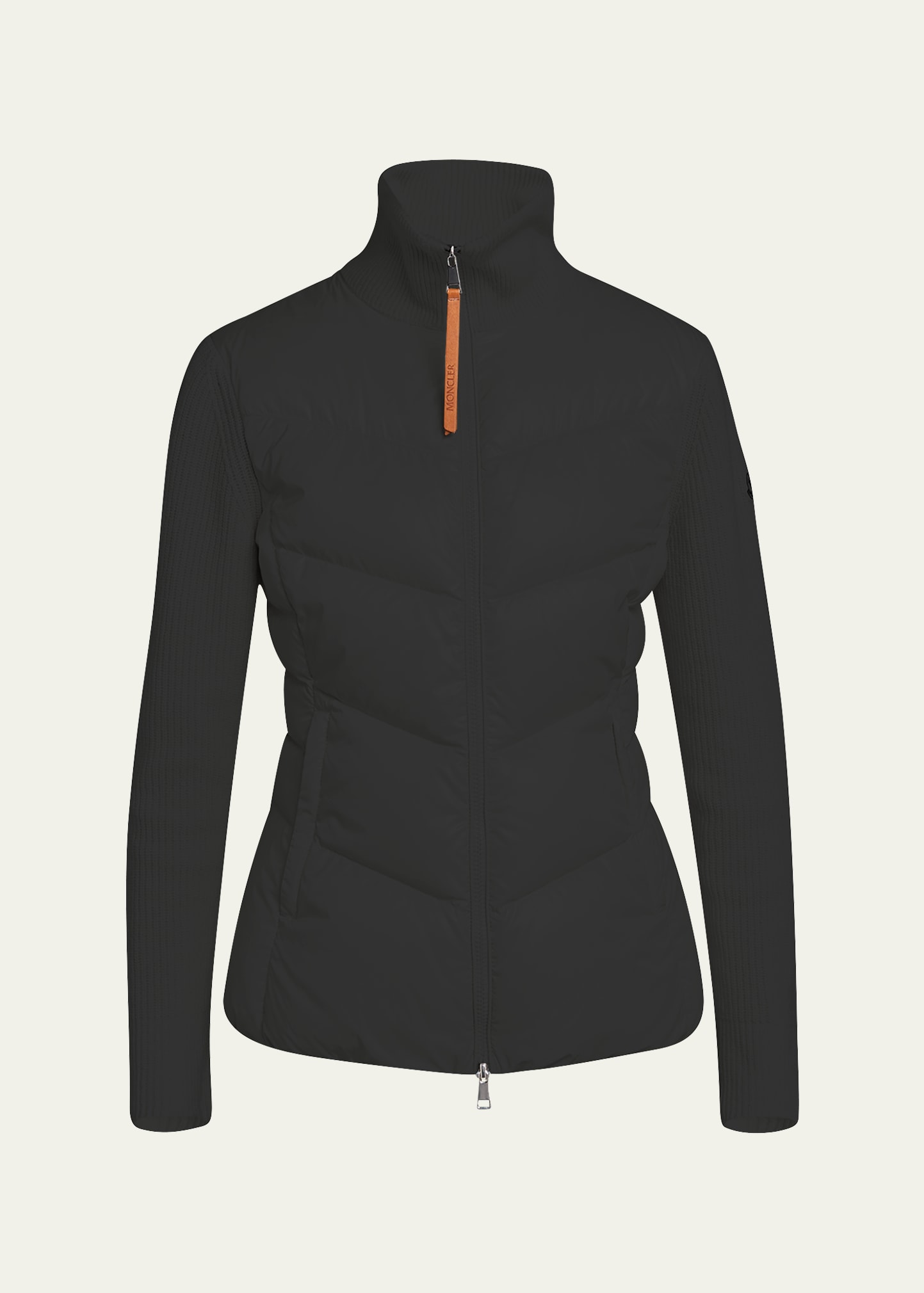 Moncler Puffer Knit Cardigan In Black