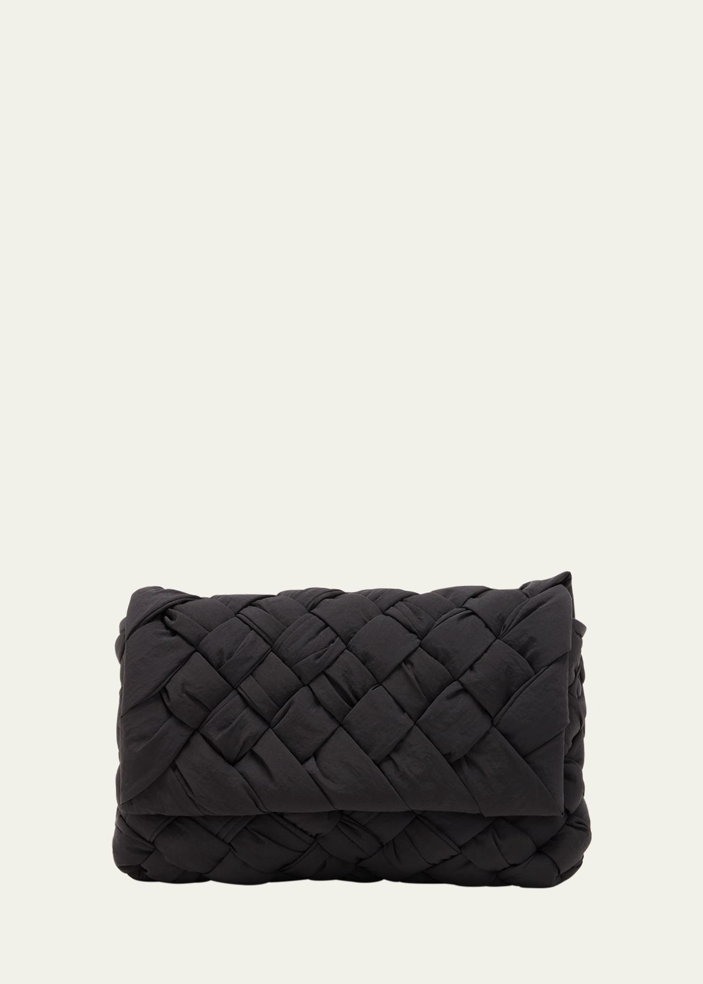 Bottega Veneta Men's Mini Foulard Intreccio Nylon Crossbody Bag In Black-silver