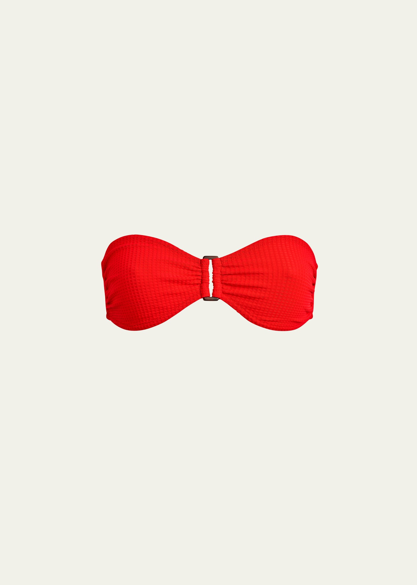 Vilebrequin Women's Vichy Waffle-knit Bandeau Bikini Top In Coquelicot