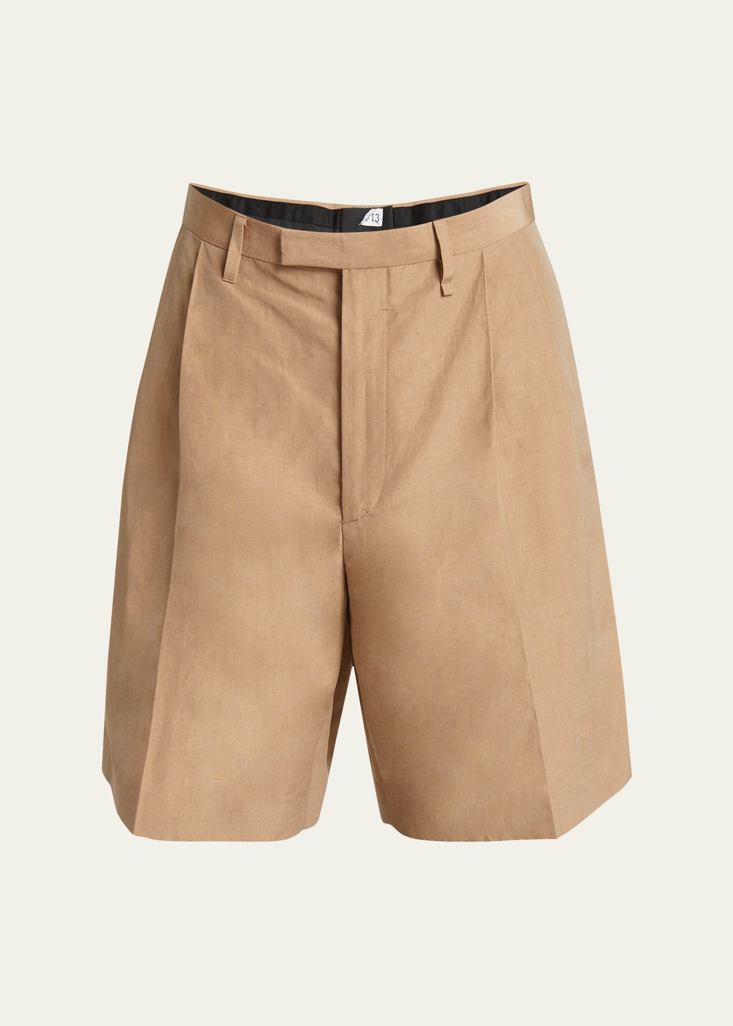 Shop Givenchy Men's Silk Linen Pleated Shorts In Tan