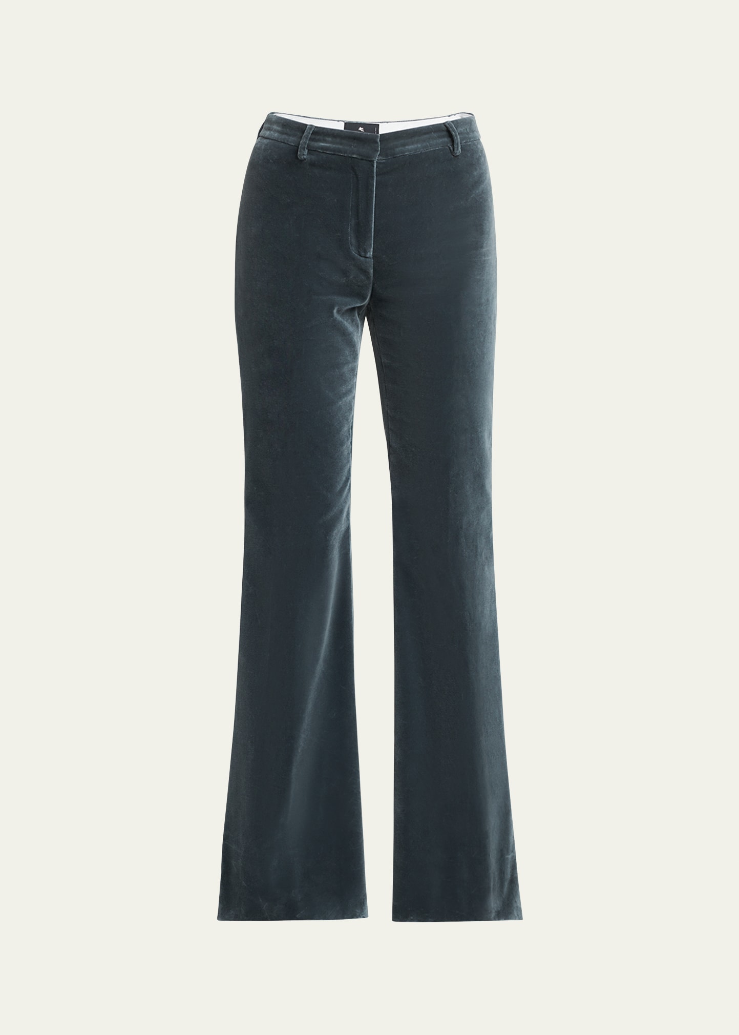Etro Velvet Flared Hem Trousers Pockets In Sugarpaper