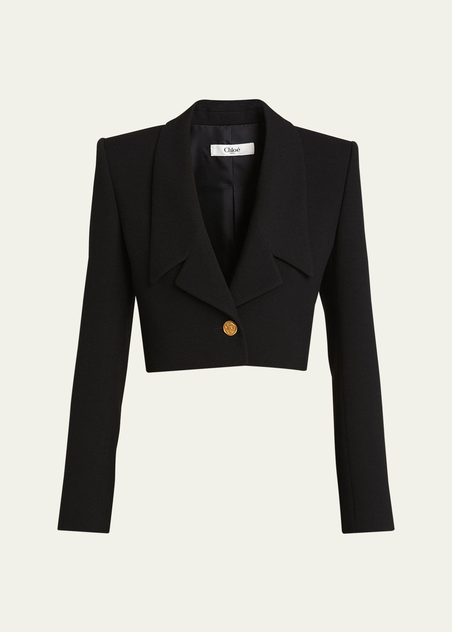 Chloé Shrunken Wool Crepe Cropped Blazer In Black