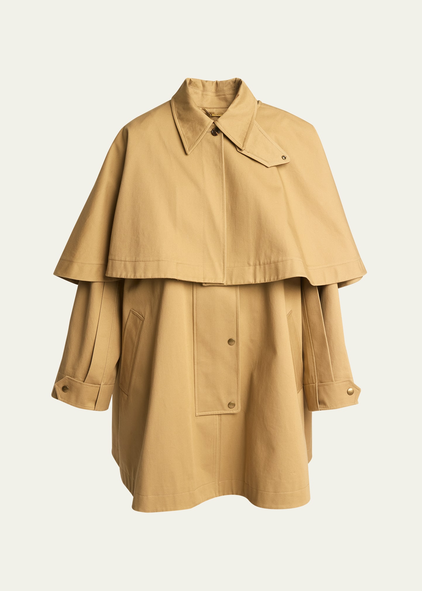 Shop Chloé Gabardine Cape Coat In Past Khaki