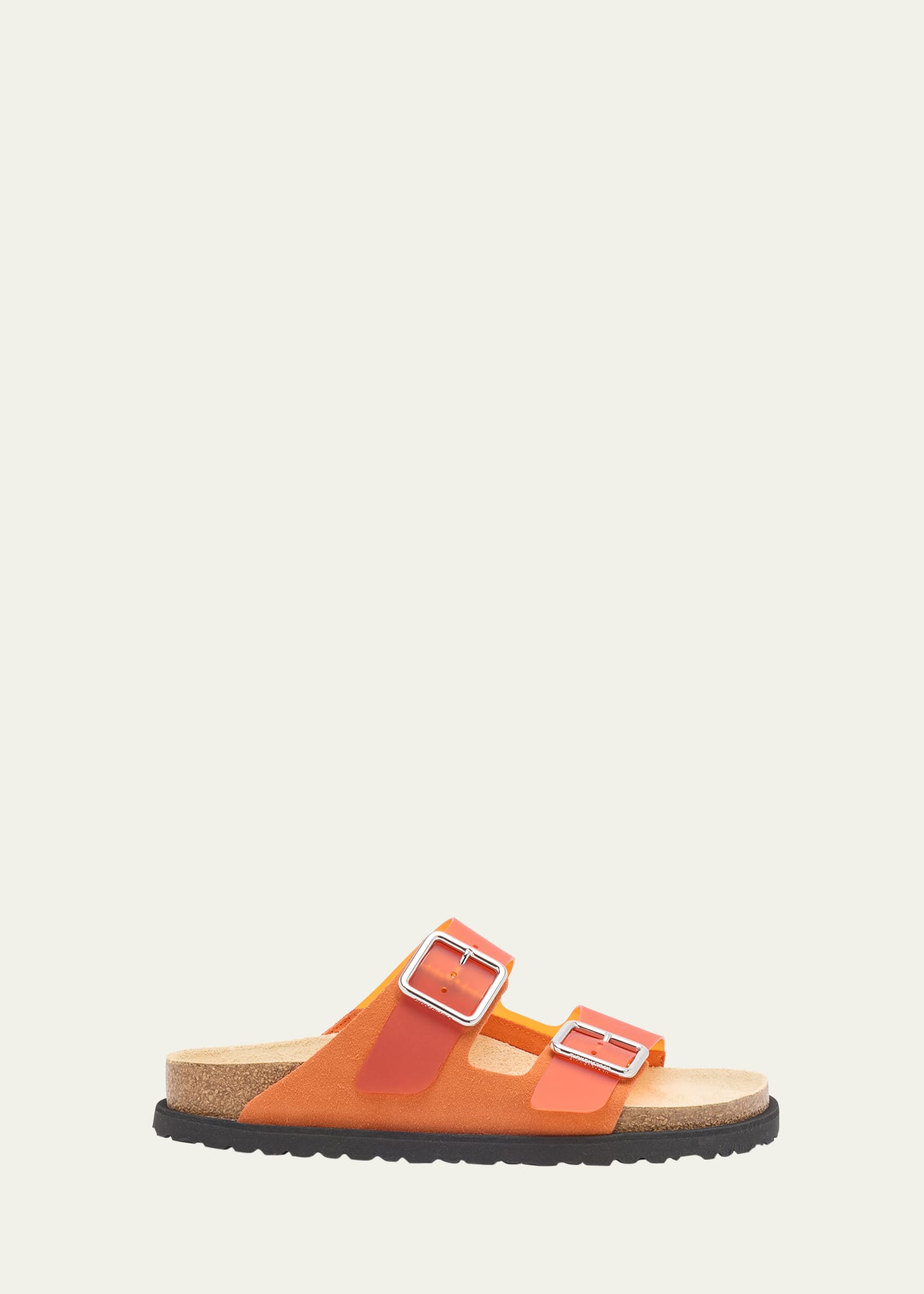 1774 BIRKENSTOCK ARIZONA SUEDE PVC DUAL-BUCKLE SLIDE SANDALS 