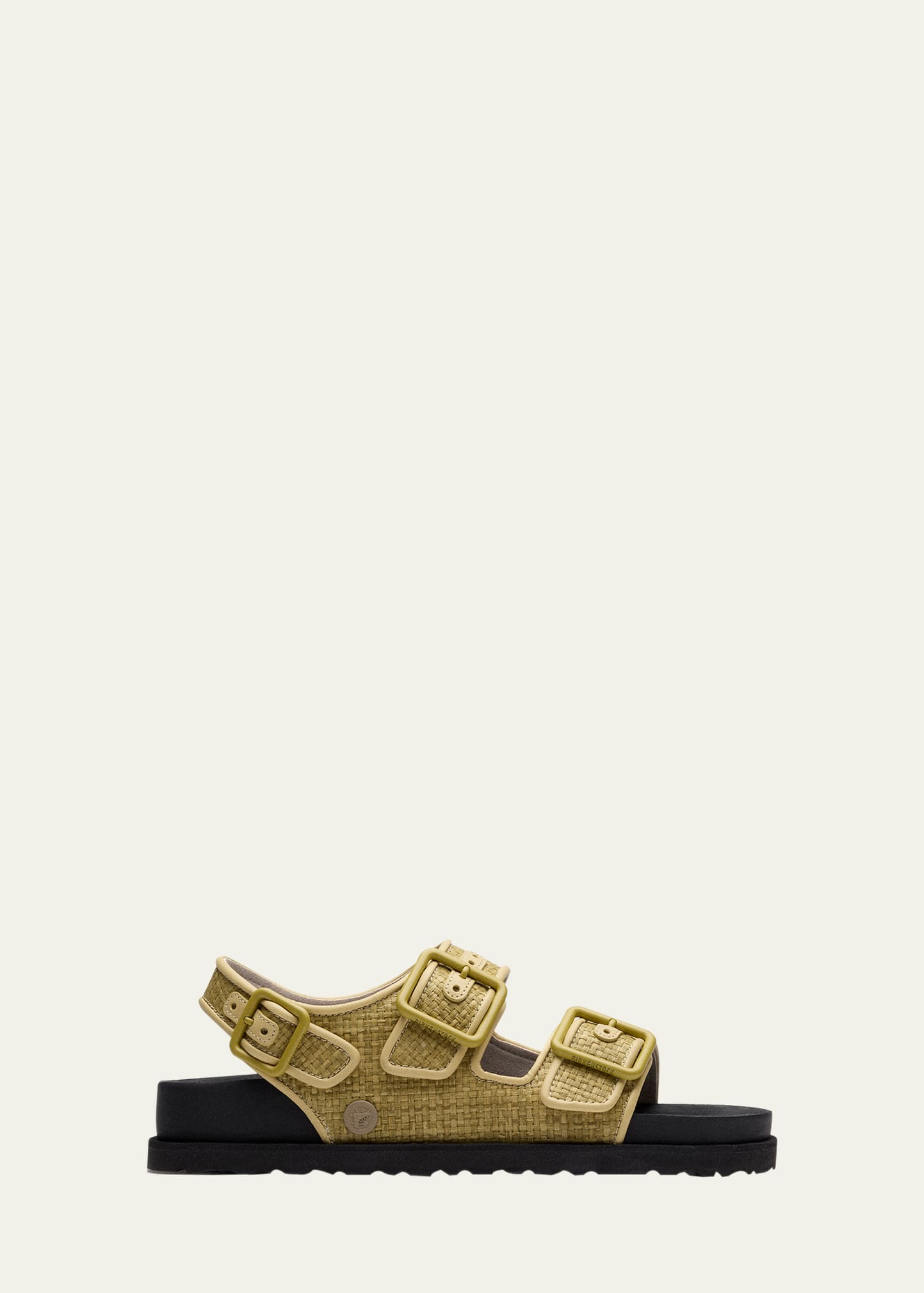 1774 BIRKENSTOCK MILANO RAFFIA DUAL-BUCKLE SLINGBACK SANDALS 