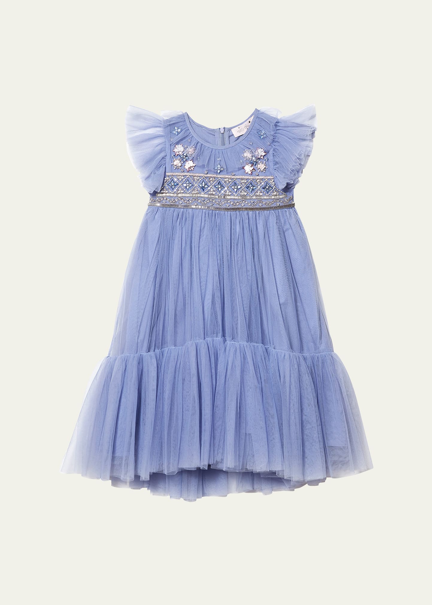 Tutu Du Monde Kids' Girl's Antoinette Crystal-embellished Tulle Dress In Blue