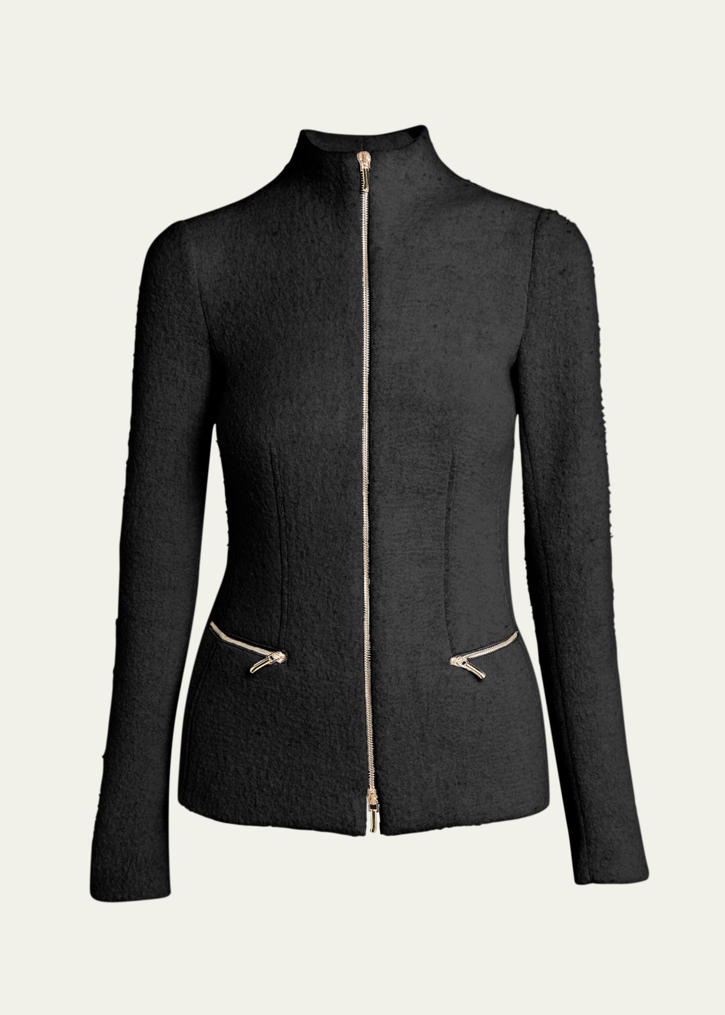 Giorgio Armani Cashmere-blend Zip-front Knit Jacket In Black