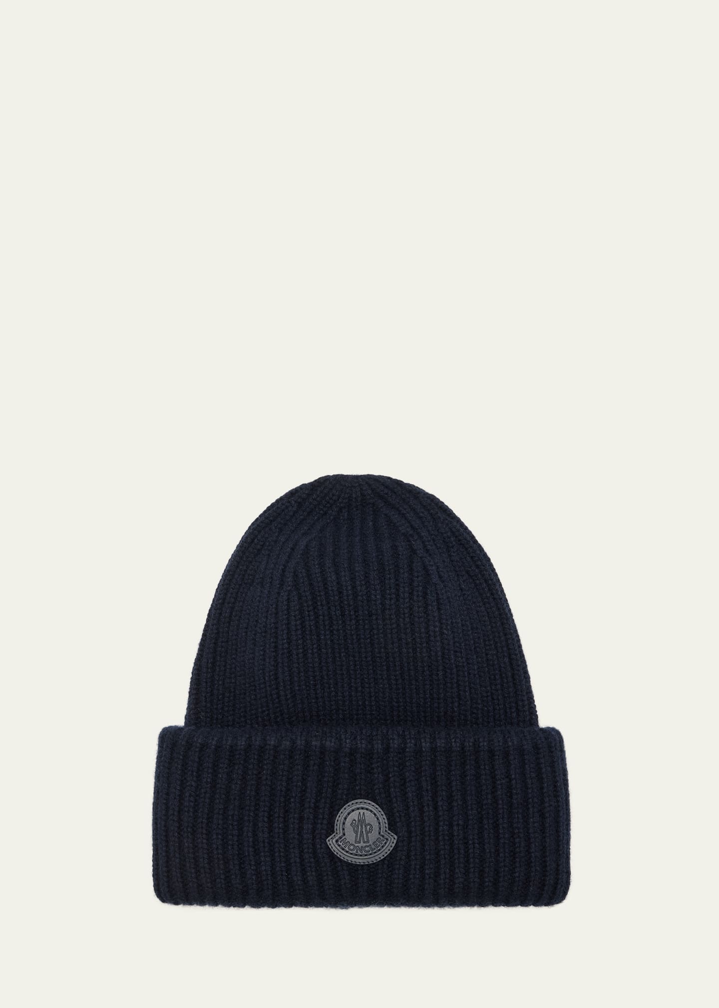 Moncler Logo Cashmere Beanie In Navy
