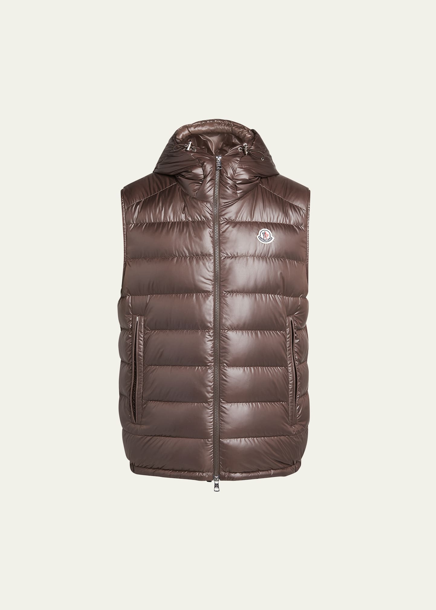 Moncler Men's Barant Hooded Puffer Vest In Brown