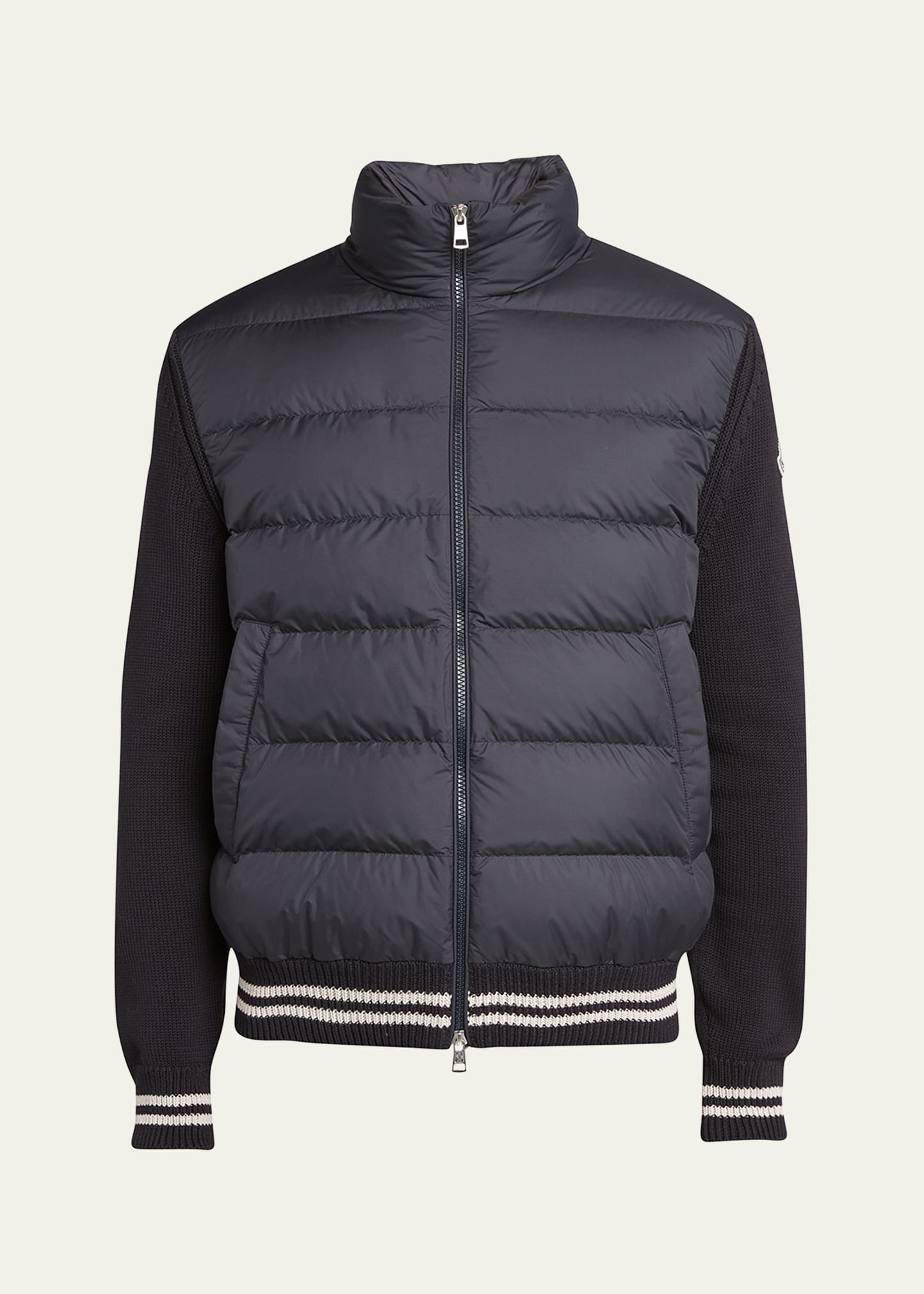 Moncler Cardigan En Coton Matelassé In Blue