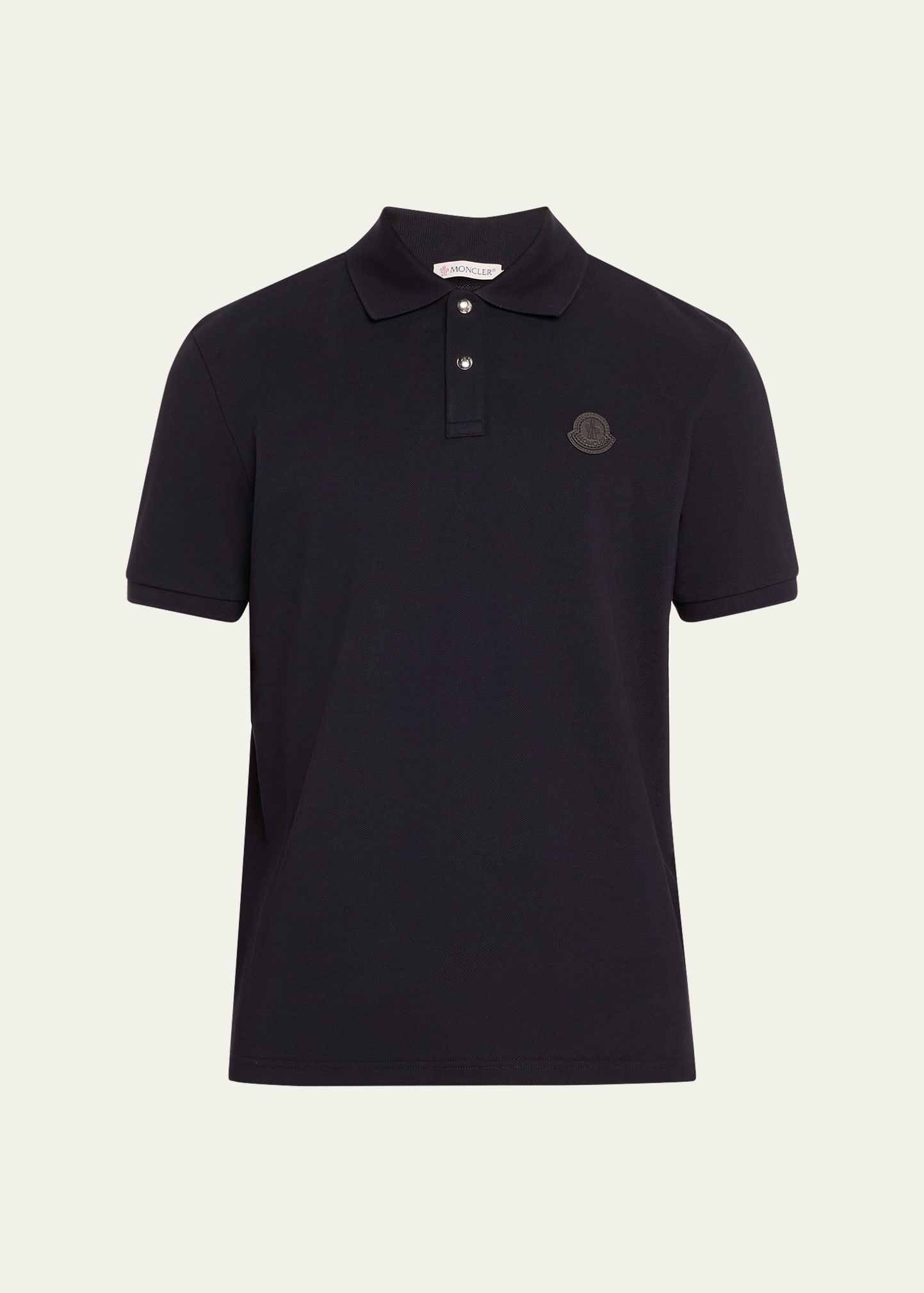 Moncler Logo Patch Cotton Piquet Polo Shirt In Blue