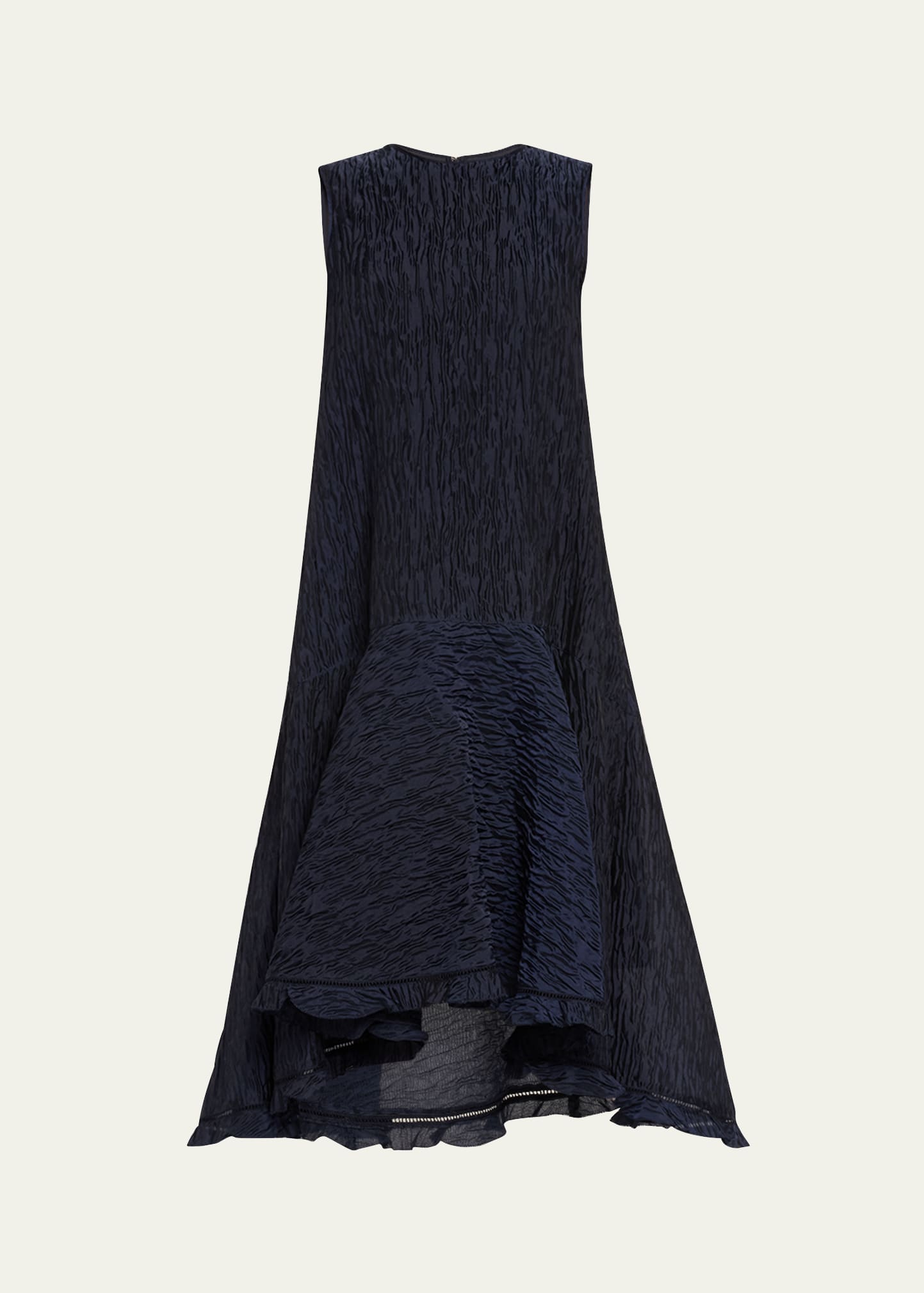 Adeam Sera Crinkle High-low Dress In Midnight