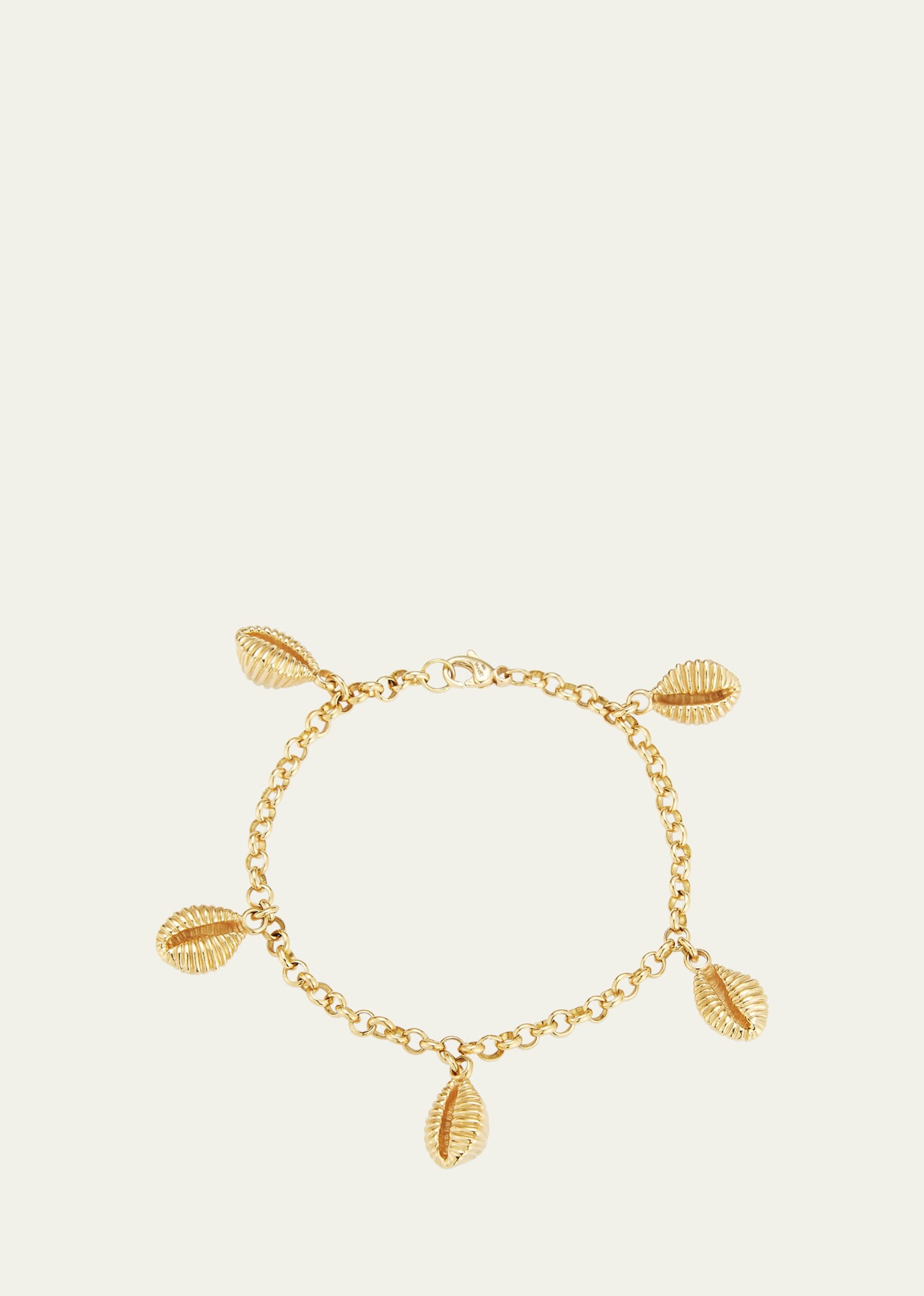 18K Yellow Gold Shell Charm Bracelet