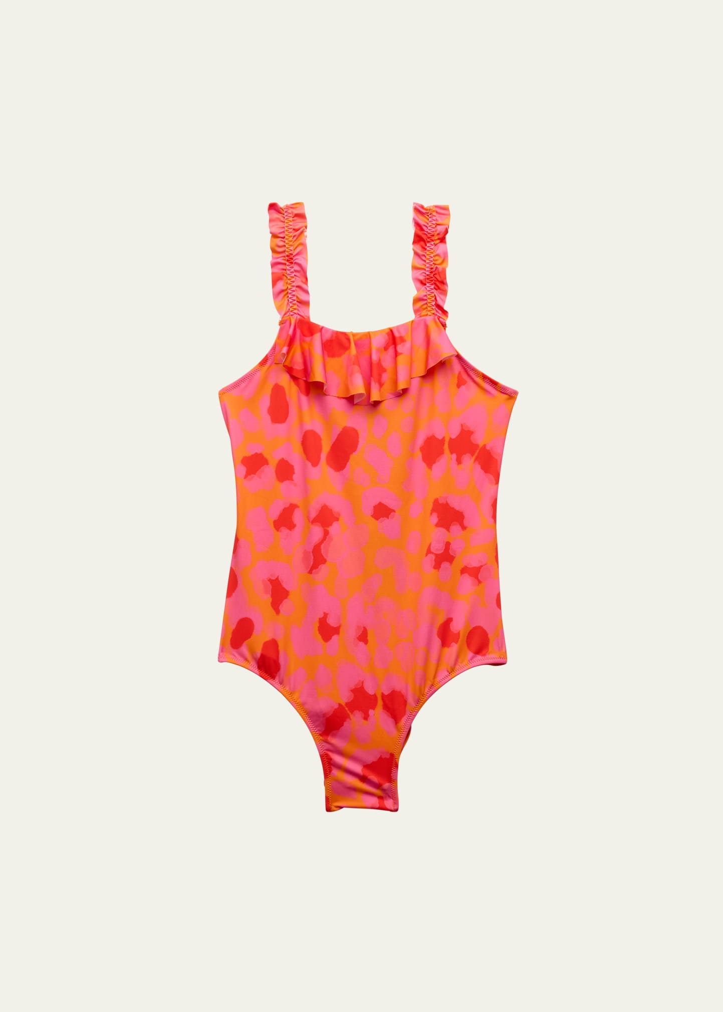 Vilebrequin Girl's One-piece Leopard-print Swimsuit In Abricot
