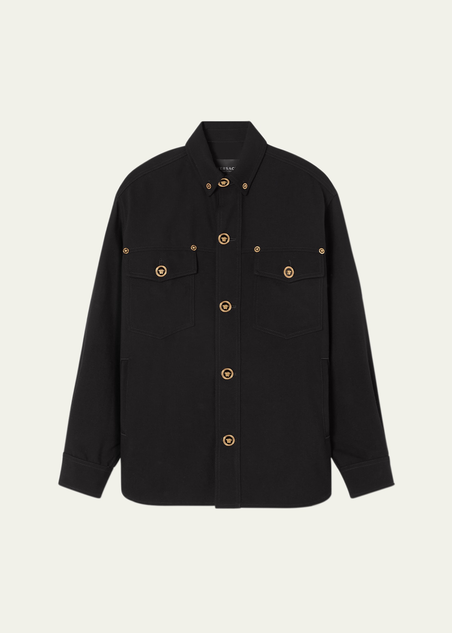Versace Medusa Head Buttoned Jacket In Black