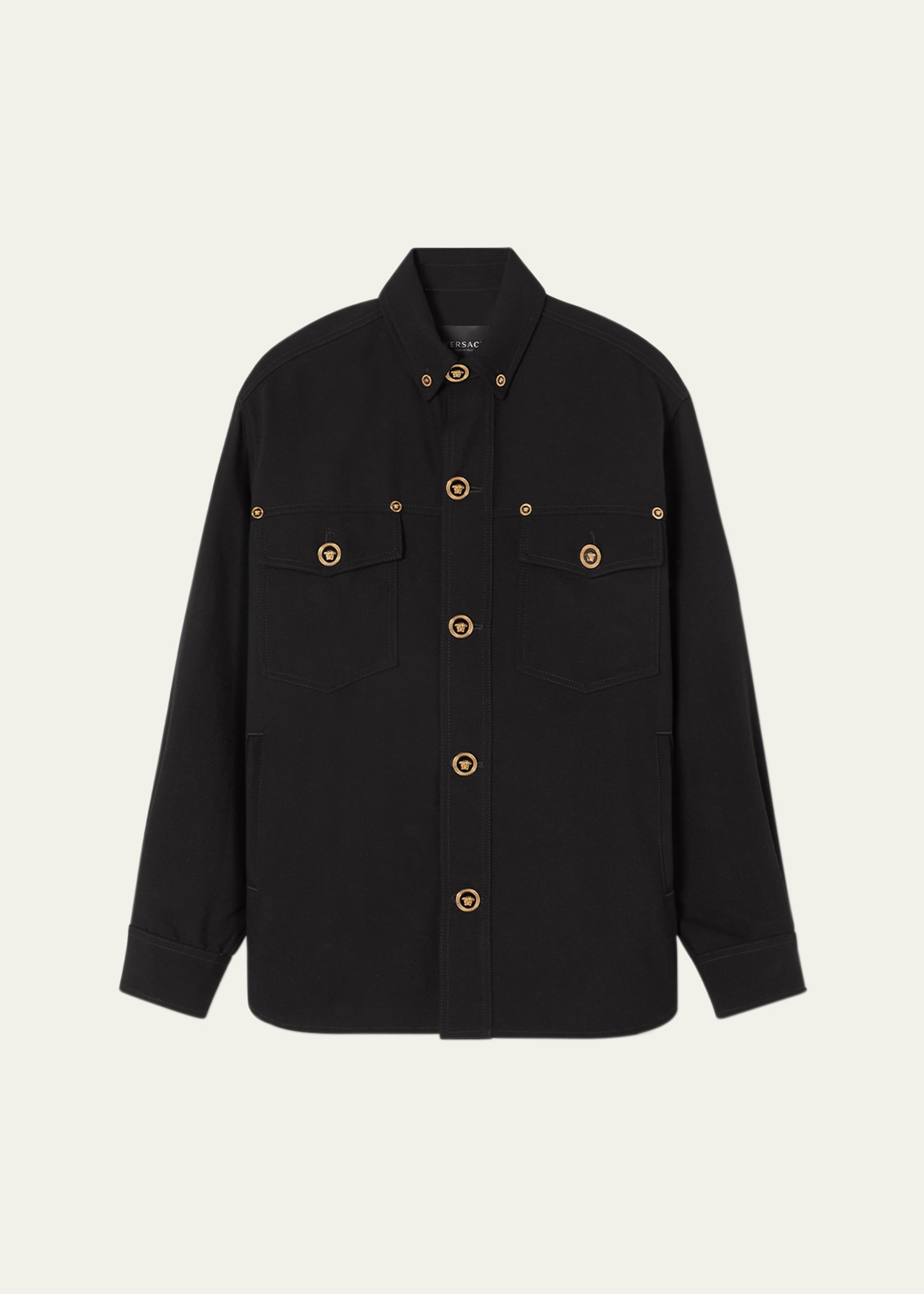 Versace Men's Medusa Twill Overshirt In Black