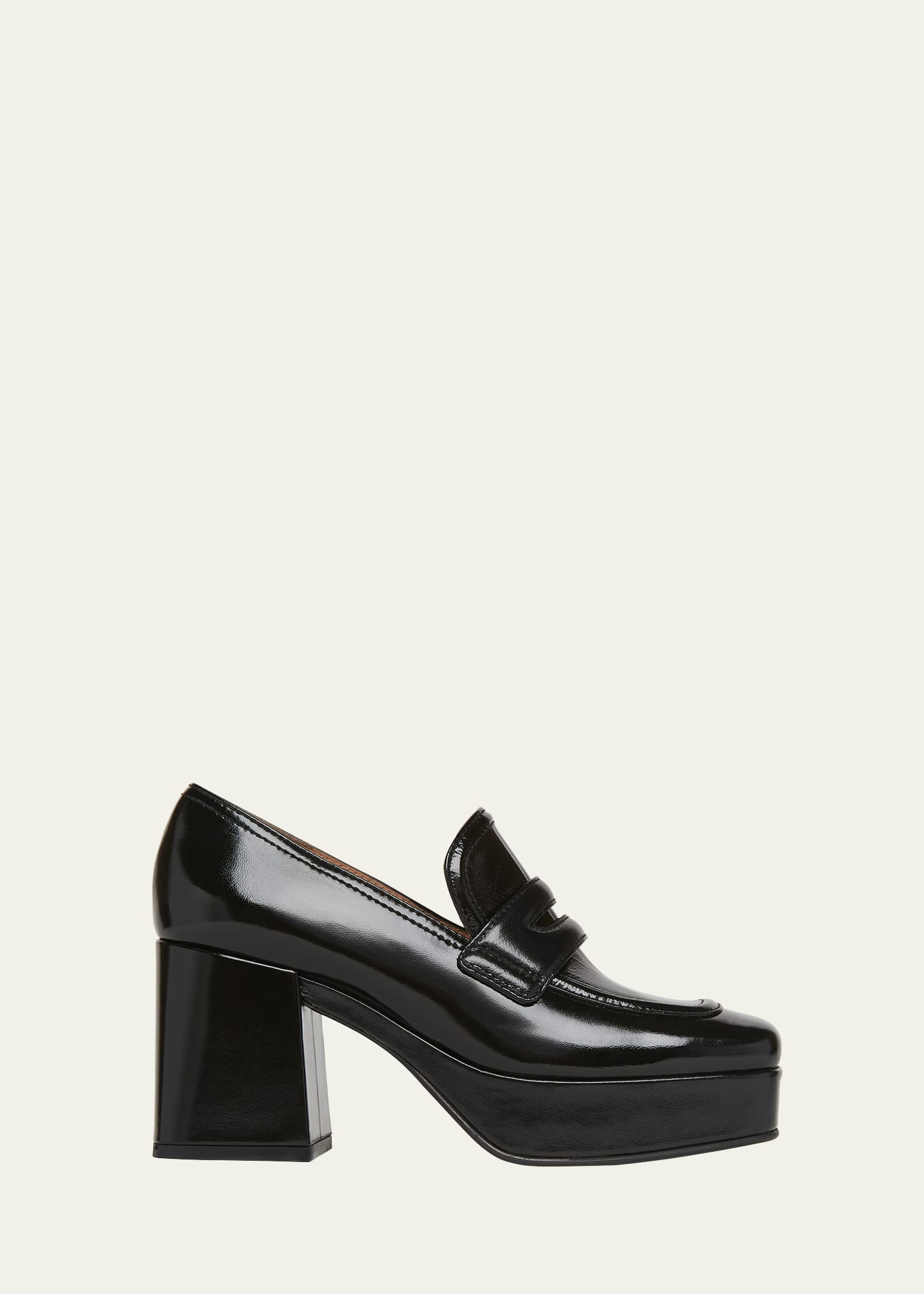 Gianvito Rossi Patent Platform Penny Loafers In Black Nero