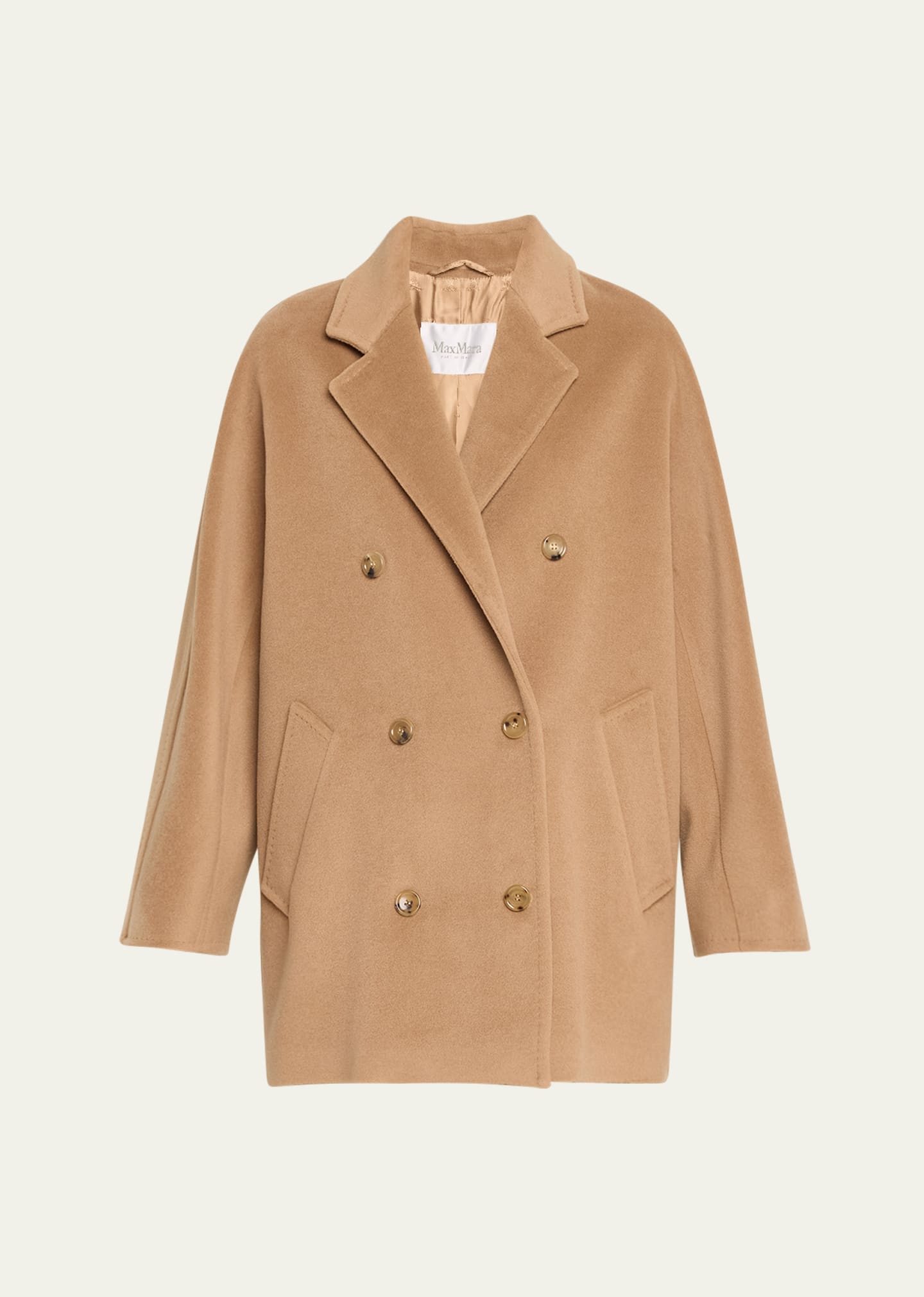 Shop Max Mara Rebus Double-breasted Wool Cashmere Coat In Camel