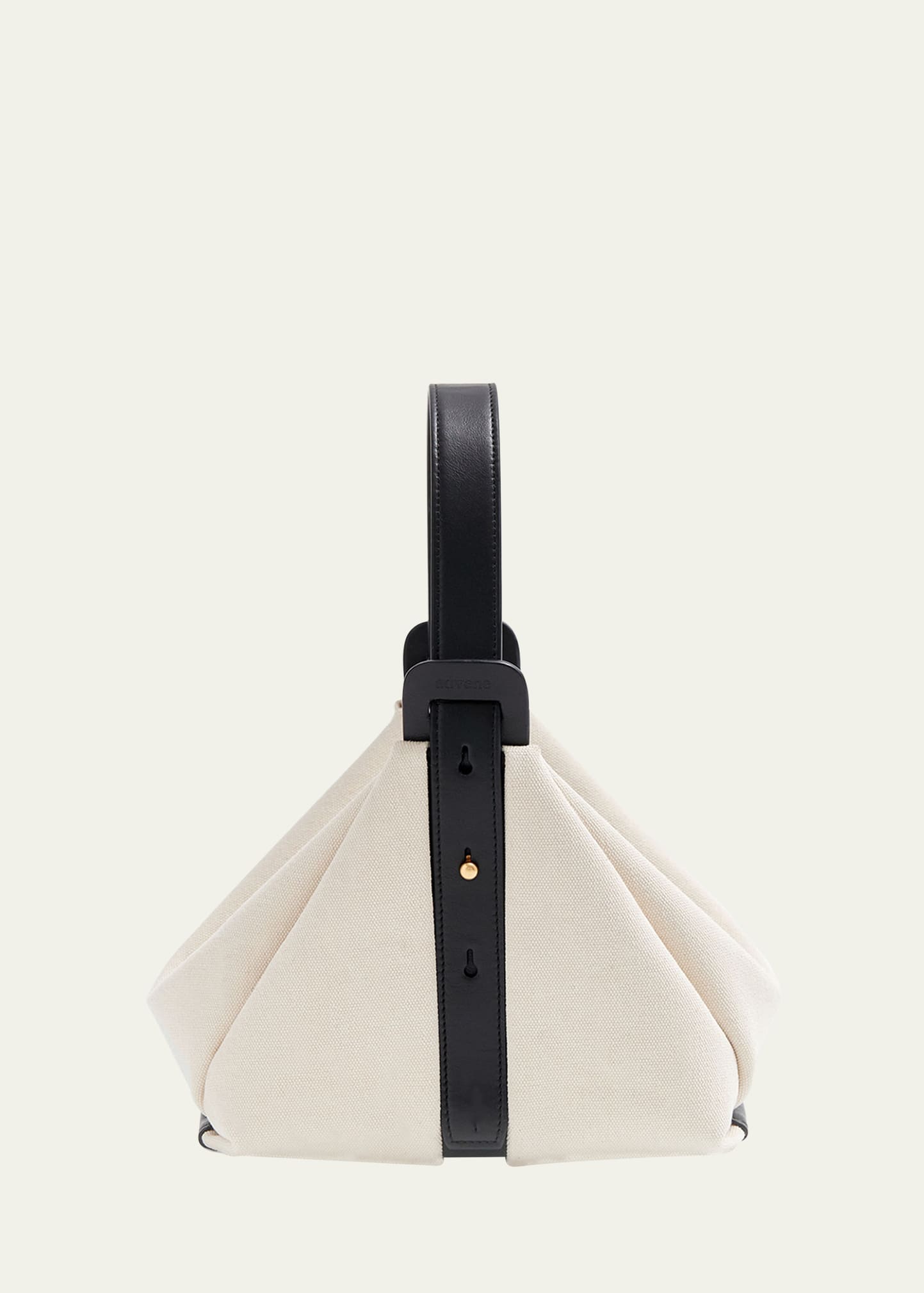 Shop Advene The Age Canvas Pouch Top-handle Bag In Natural Black