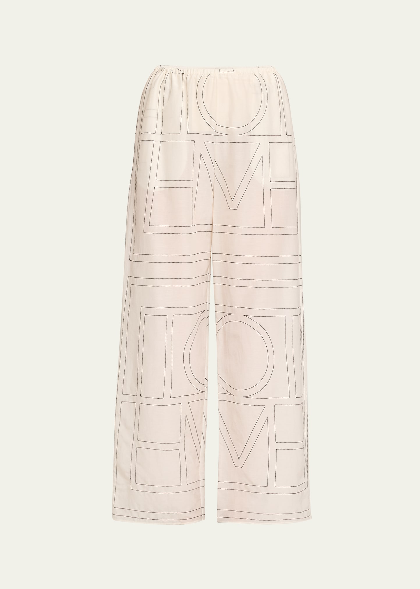 Totême Monogram Silk Straight-leg Ankle Pajama Pants In Brown