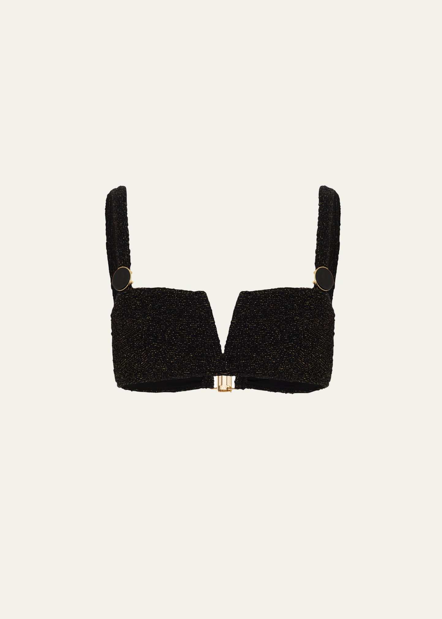 Patbo Metallic Jacquard Bikini Top In Black