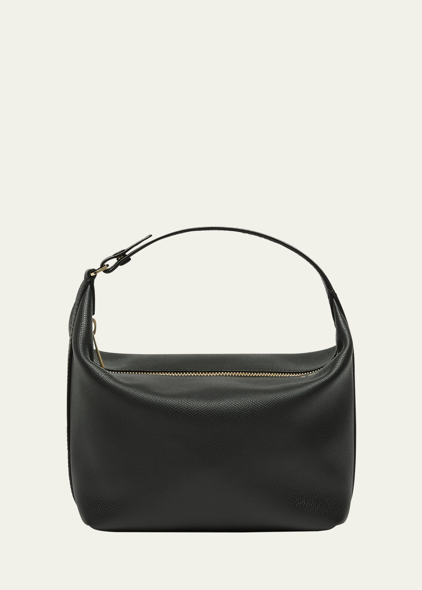 Valextra Mochi Leather Top Handle Bag In Nero Nn
