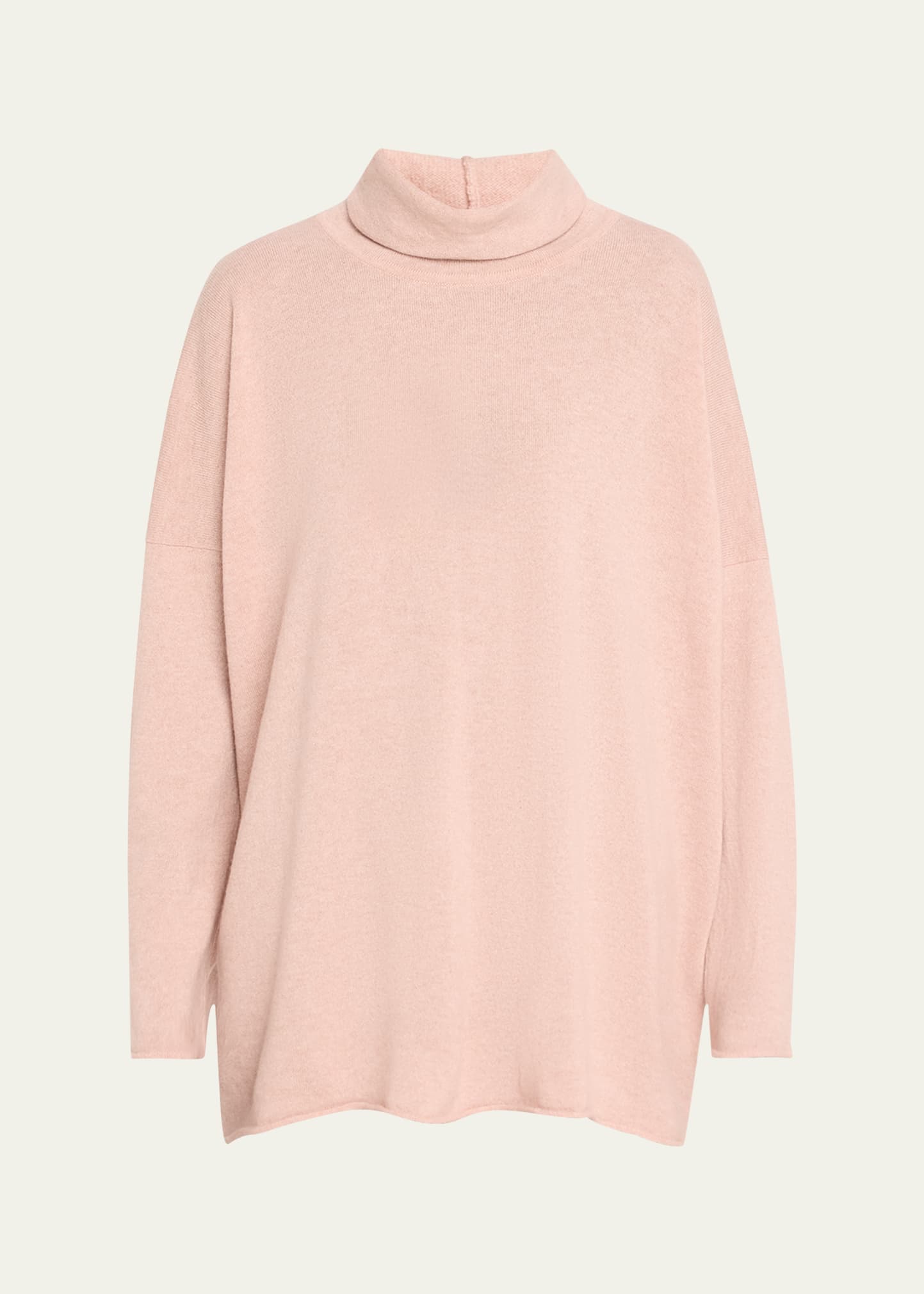 Eskandar Raw Edge Scrunch Neck Cashmere Top In Rosepowder