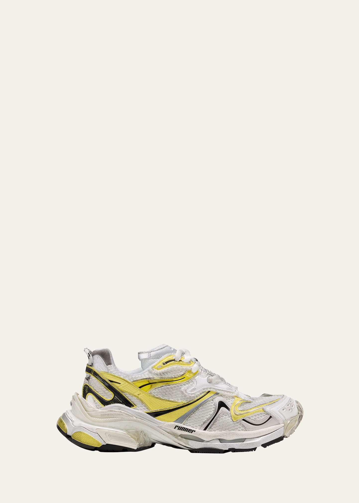 Shop Balenciaga Men's Mesh Runner 2 Sneakers In Wht/yel/blk