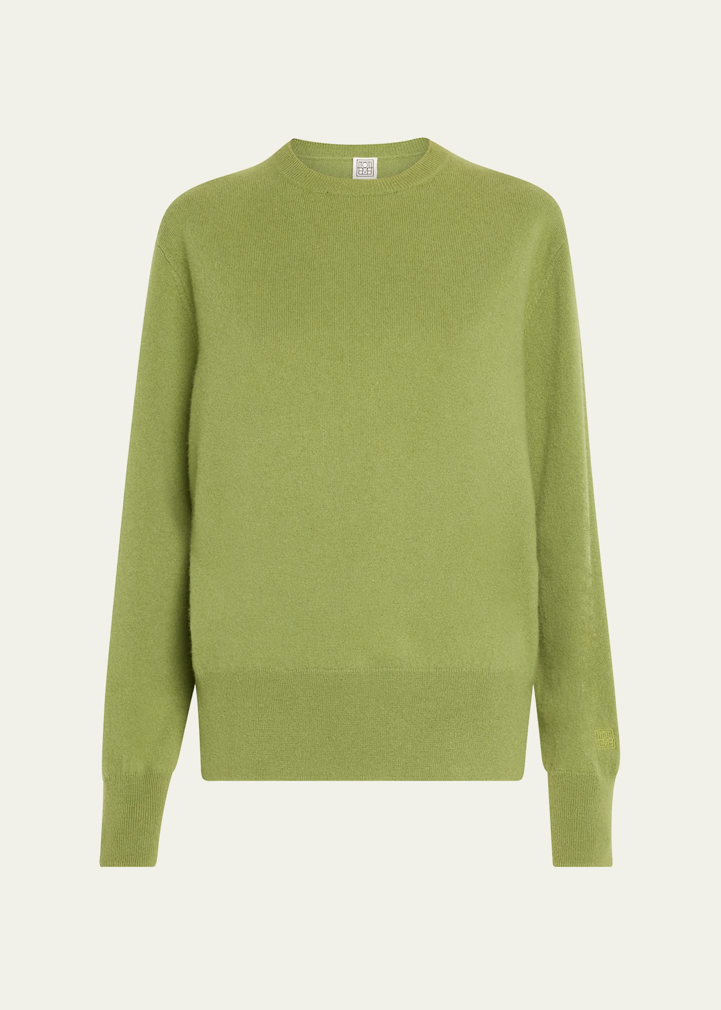 Shop Totême Cashmere Knit Crewneck Sweater In Open Yellow